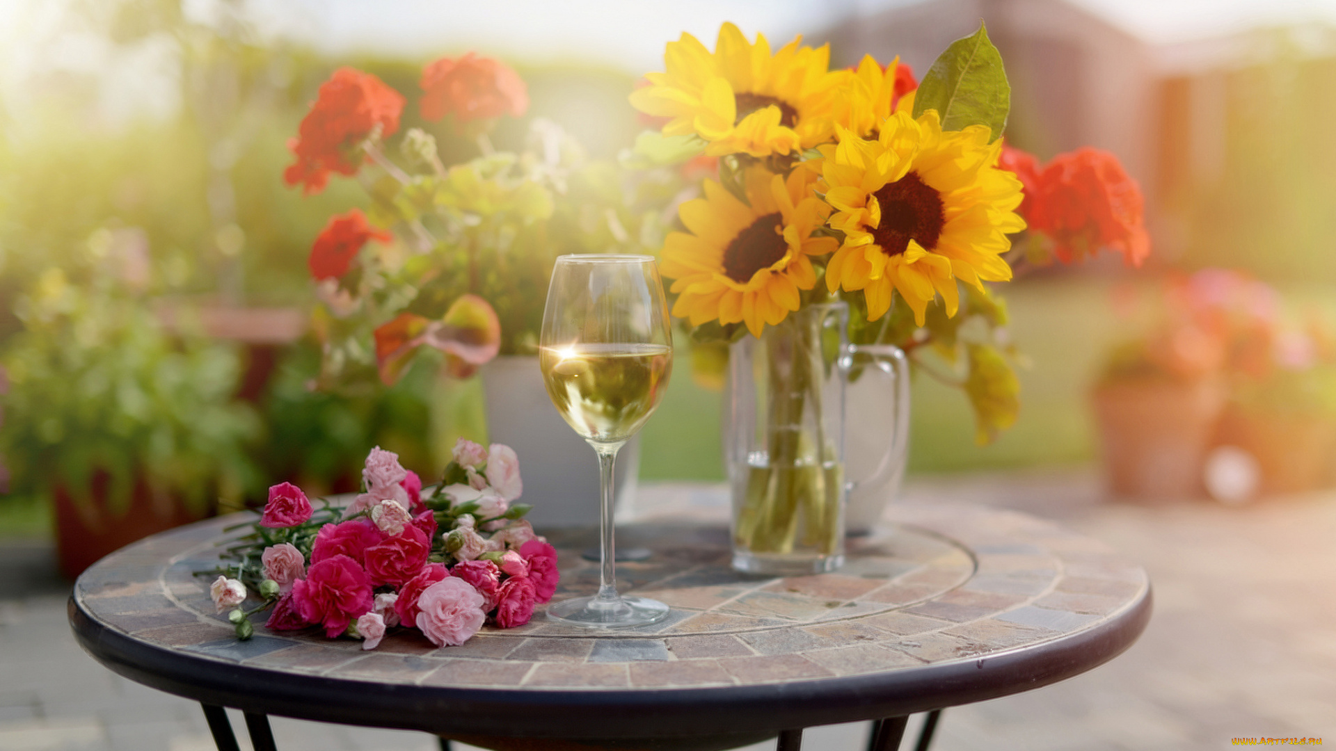 еда, напитки, шампанское, бокал, букеты, цветы, стол