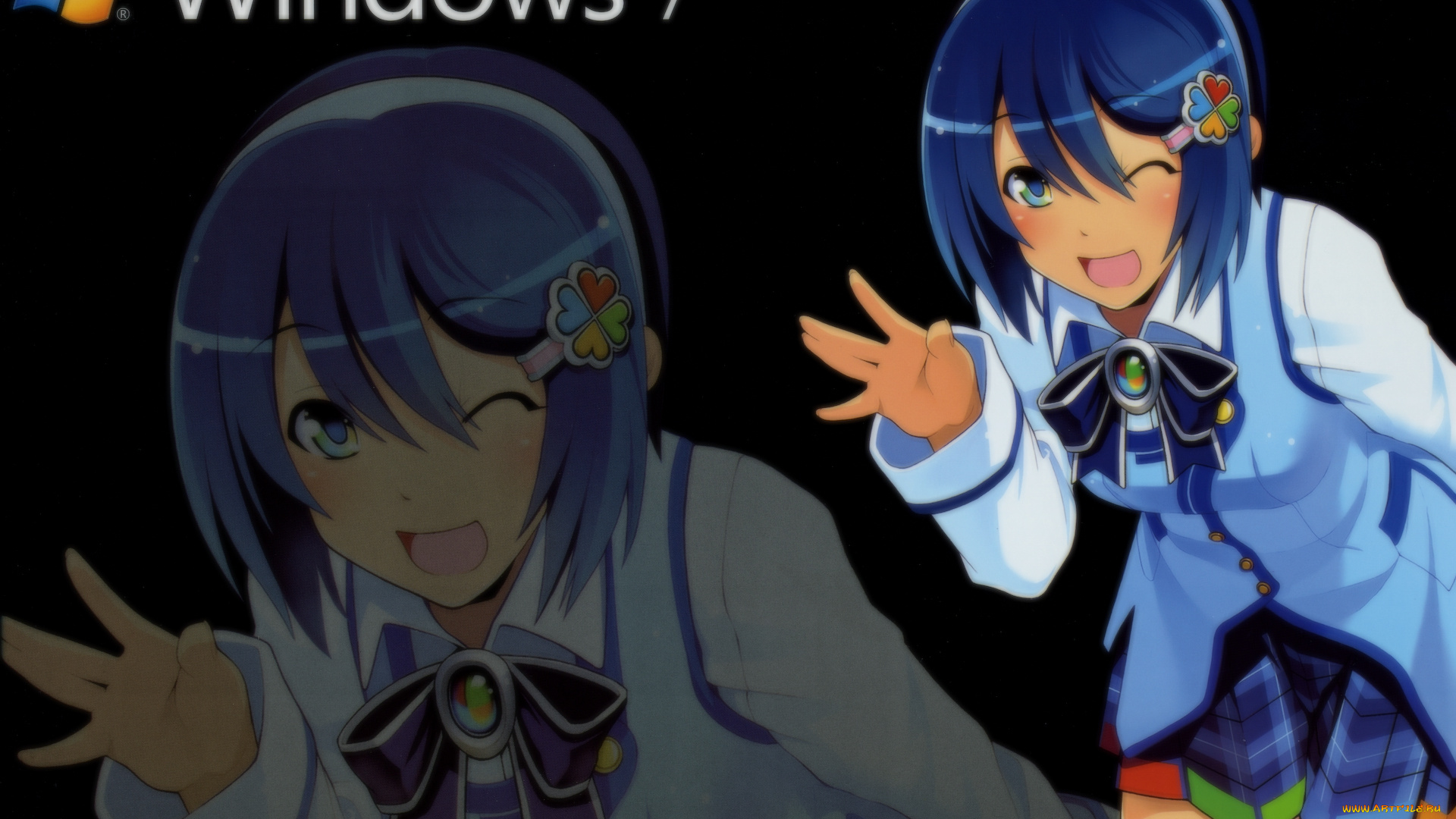 компьютеры, windows, 7, , vienna, фон, логотип, взгляд, девушка