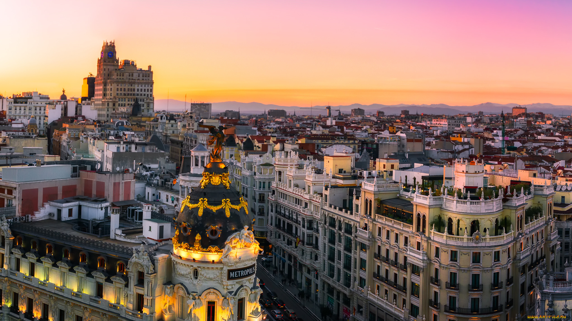madrid, , sunset, panorama, города, мадрид, , испания, панорама