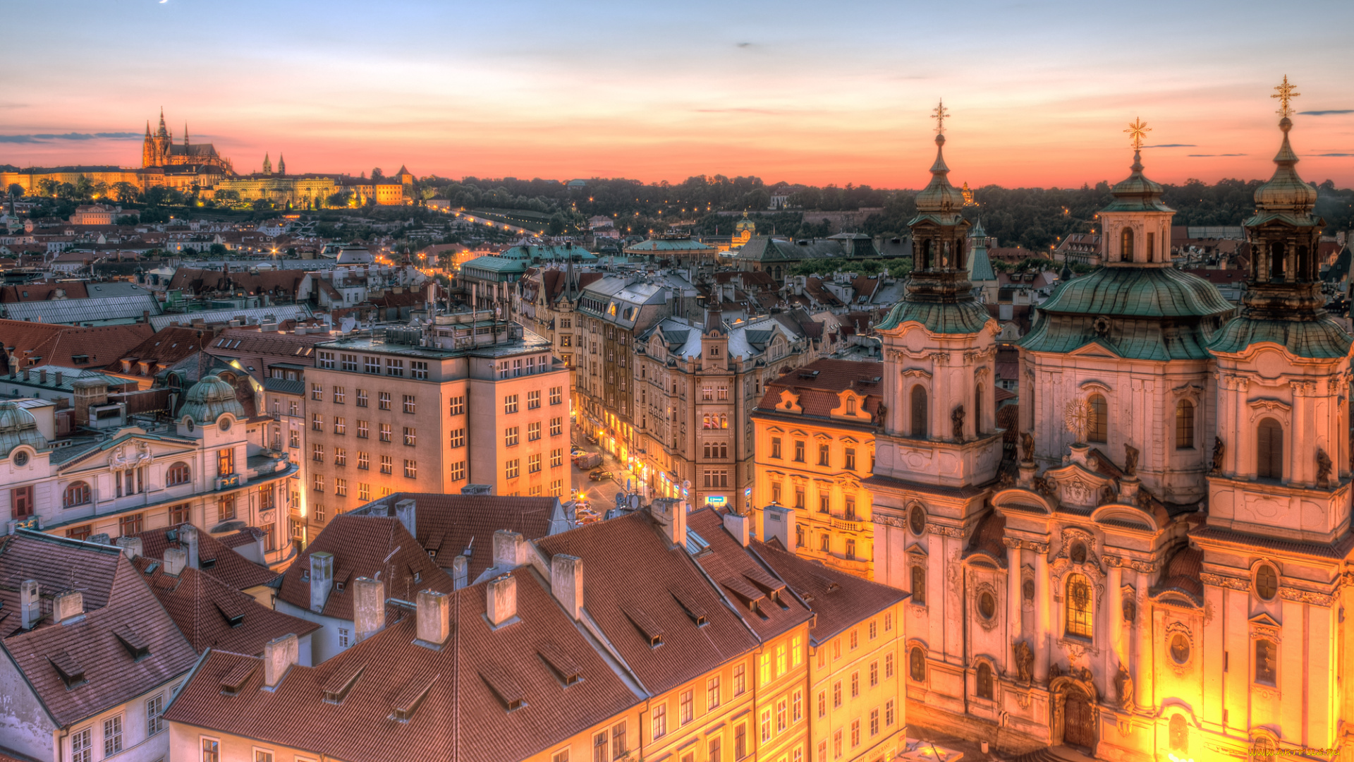 prague, города, прага, , Чехия, панорама