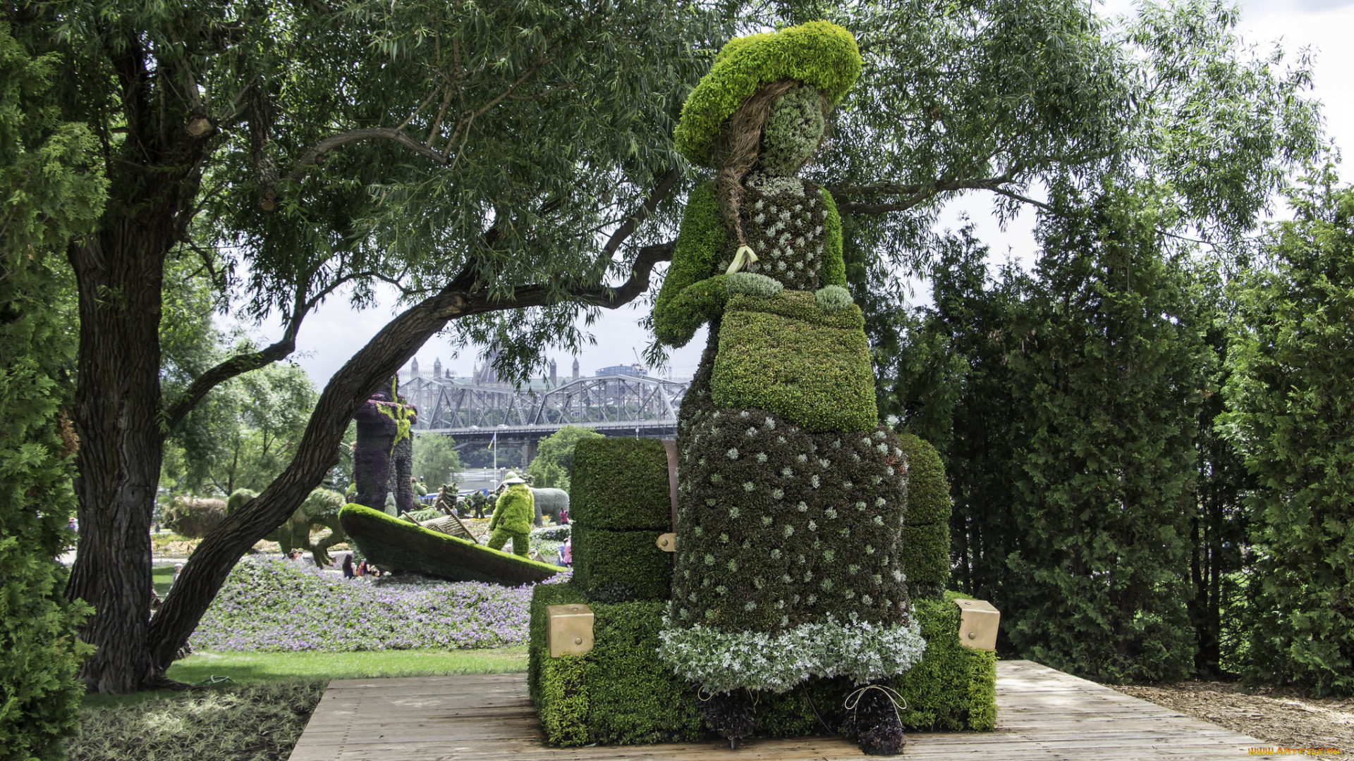 разное, садовые, и, парковые, скульптуры, клумба, парк, озеленение, скульптура, красота