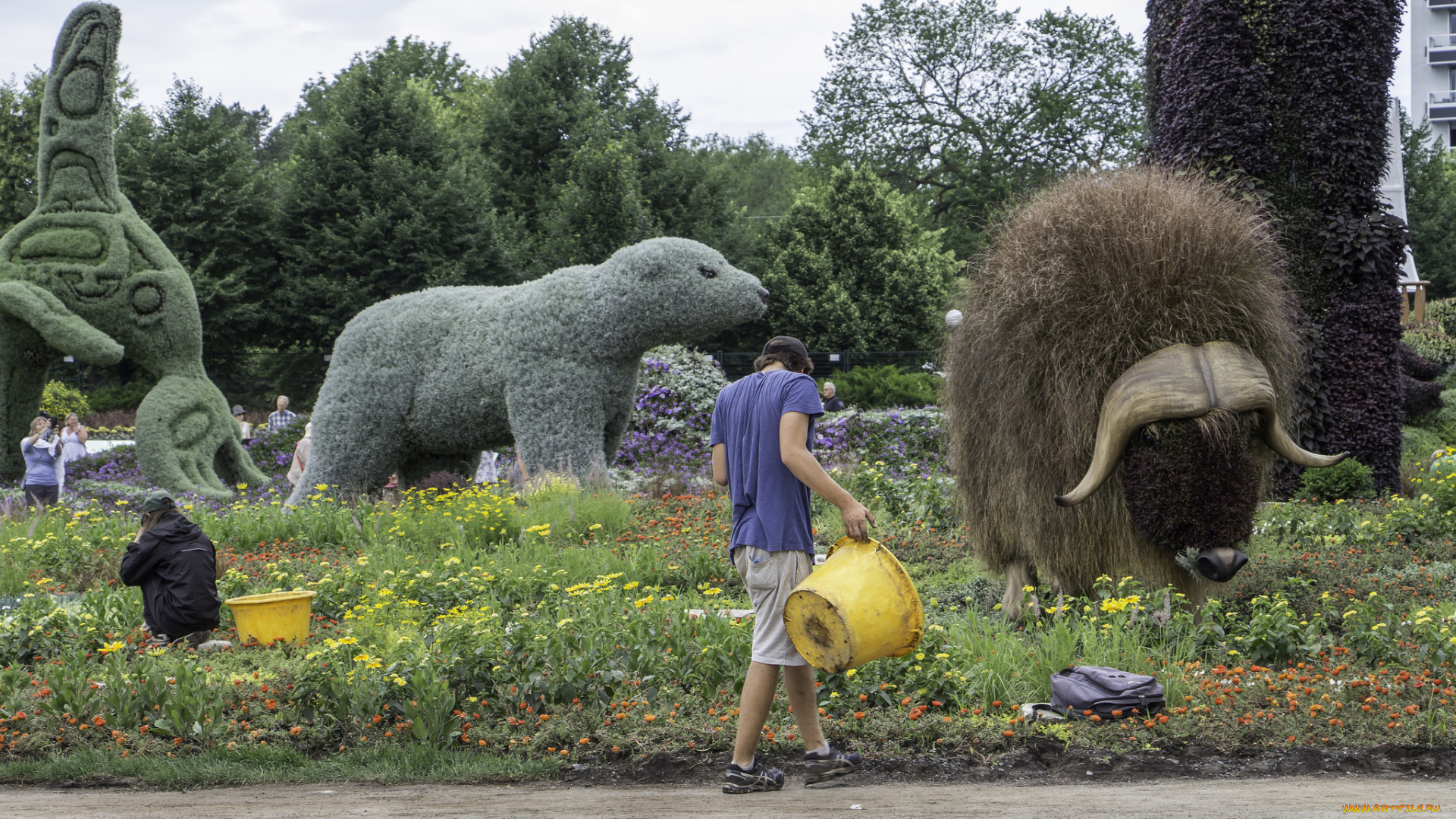 разное, садовые, и, парковые, скульптуры, озеленение, скульптура, красота, клумба, парк