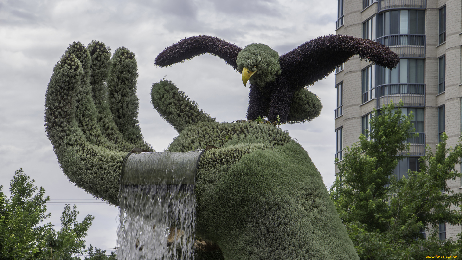 разное, садовые, и, парковые, скульптуры, озеленение, скульптура, клумба, красота, парк