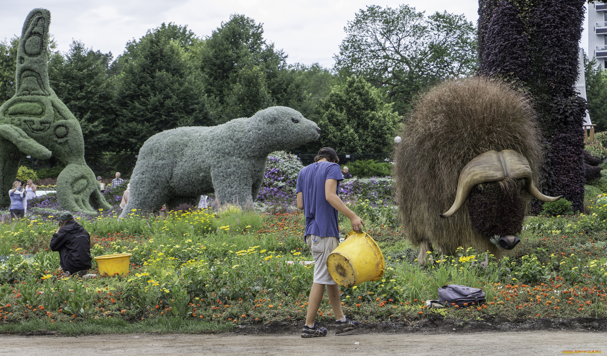 разное, садовые, и, парковые, скульптуры, озеленение, скульптура, красота, клумба, парк