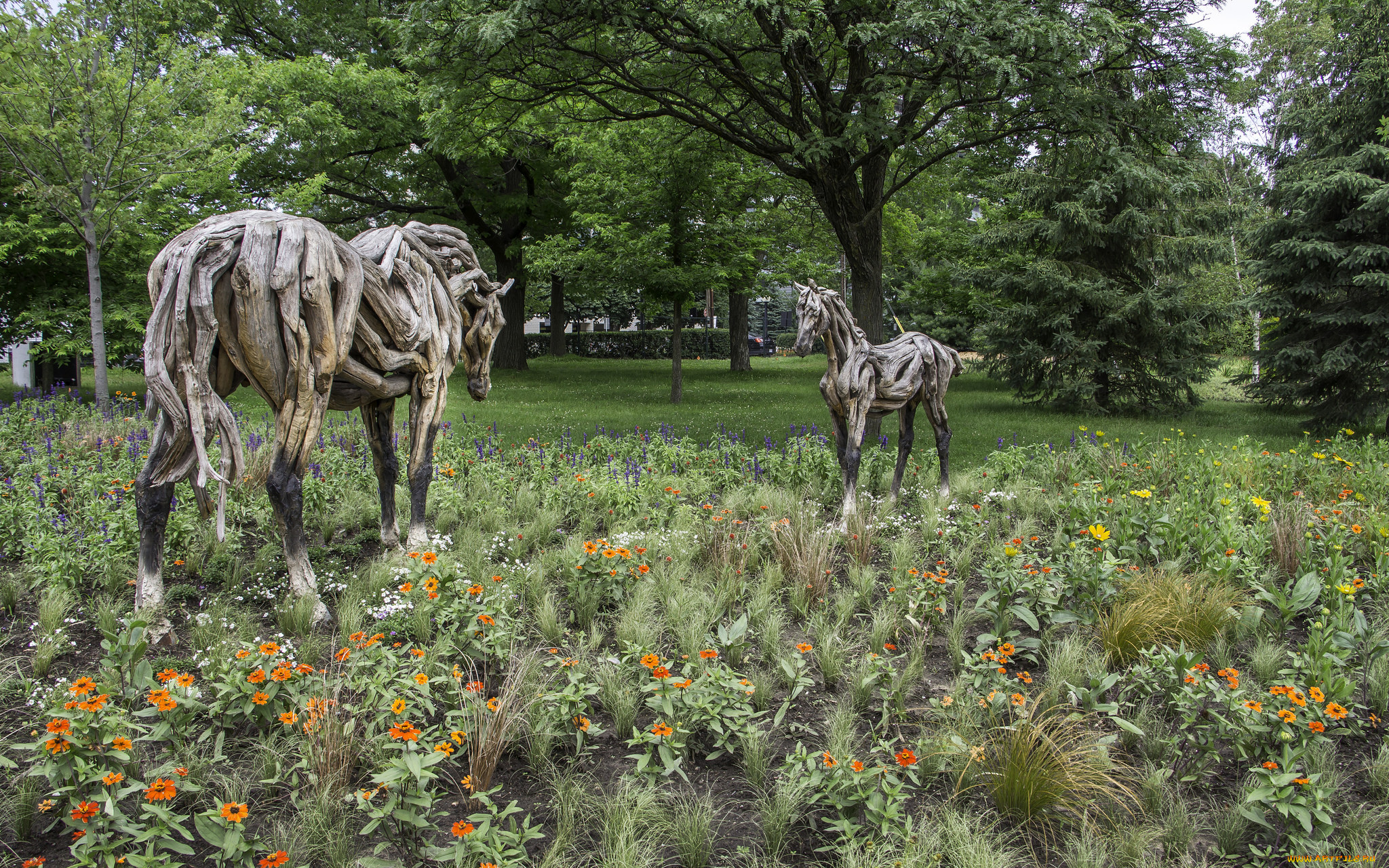 разное, садовые, и, парковые, скульптуры, парк, озеленение, скульптура, красота, клумба