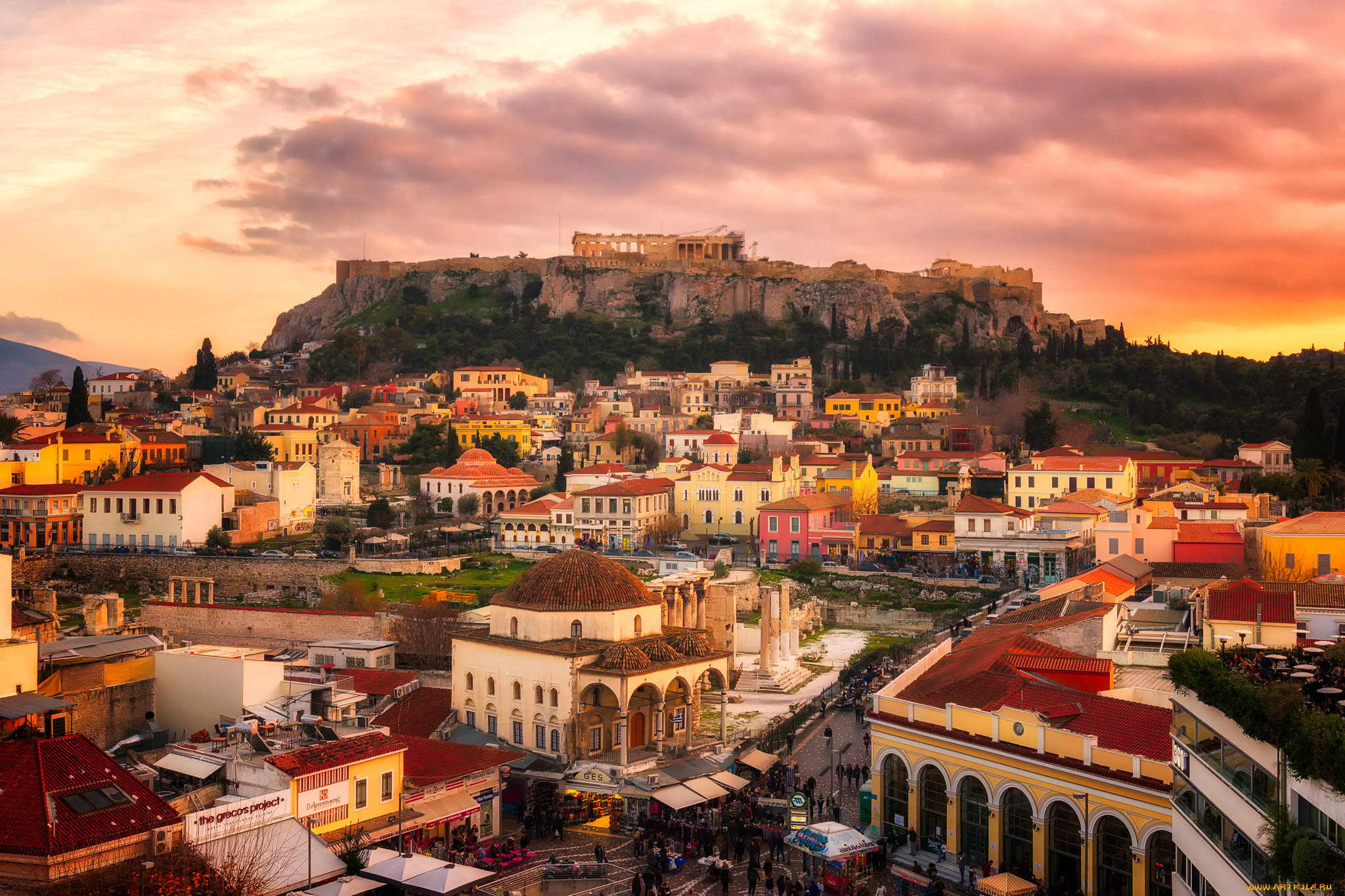 athens, , monastiraki, evenings, города, афины, , греция, панорама