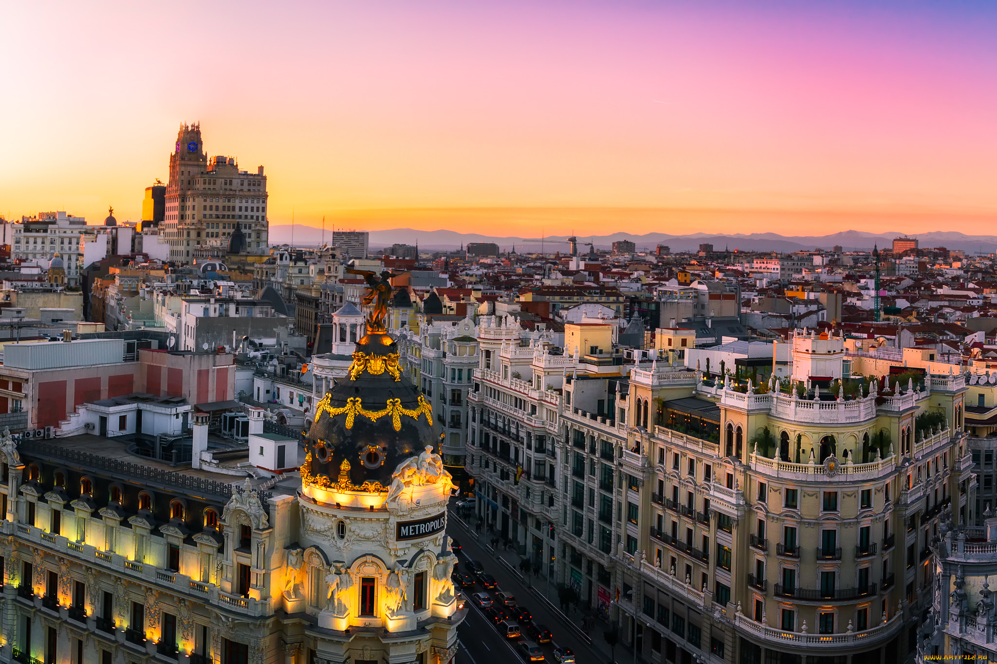madrid, , sunset, panorama, города, мадрид, , испания, панорама