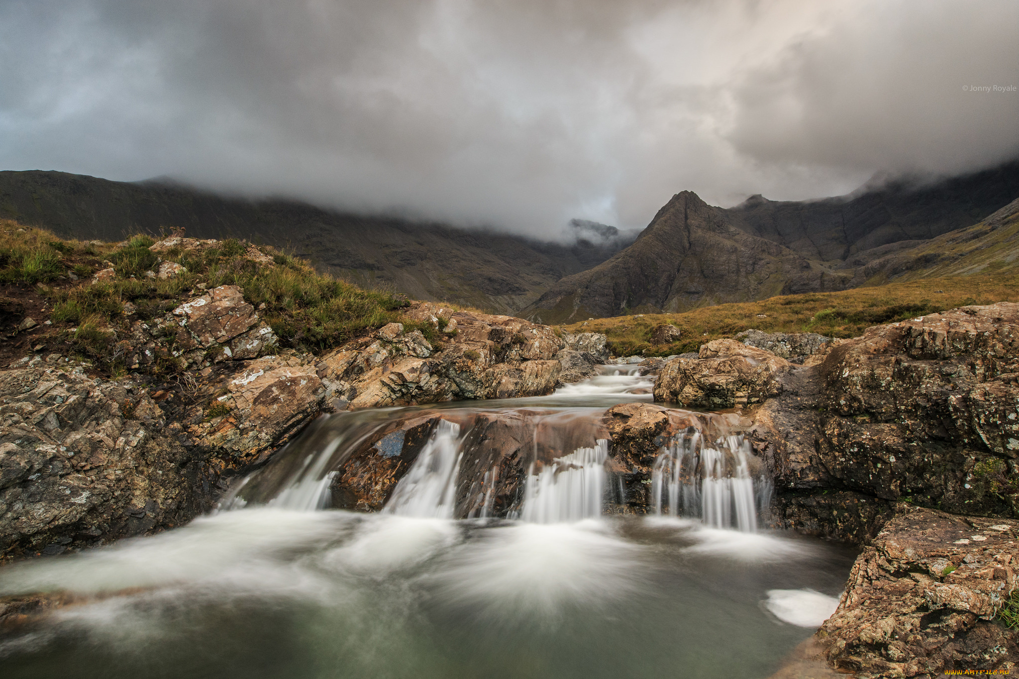 природа, водопады, река, водопад, лес