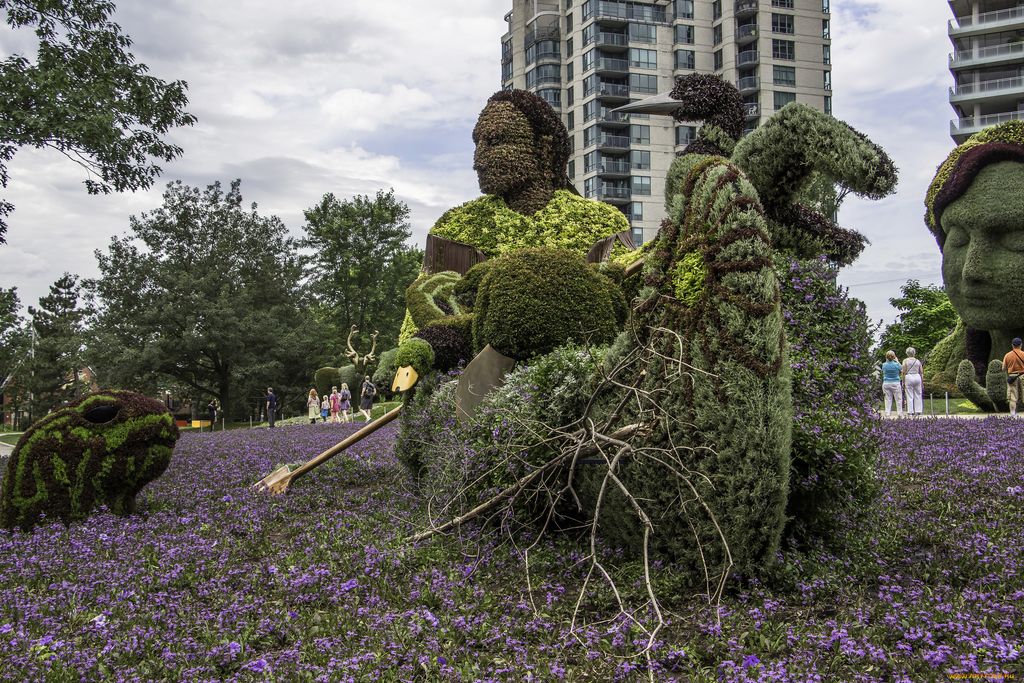 разное, садовые, и, парковые, скульптуры, озеленение, клумба, парк, скульптура, красота