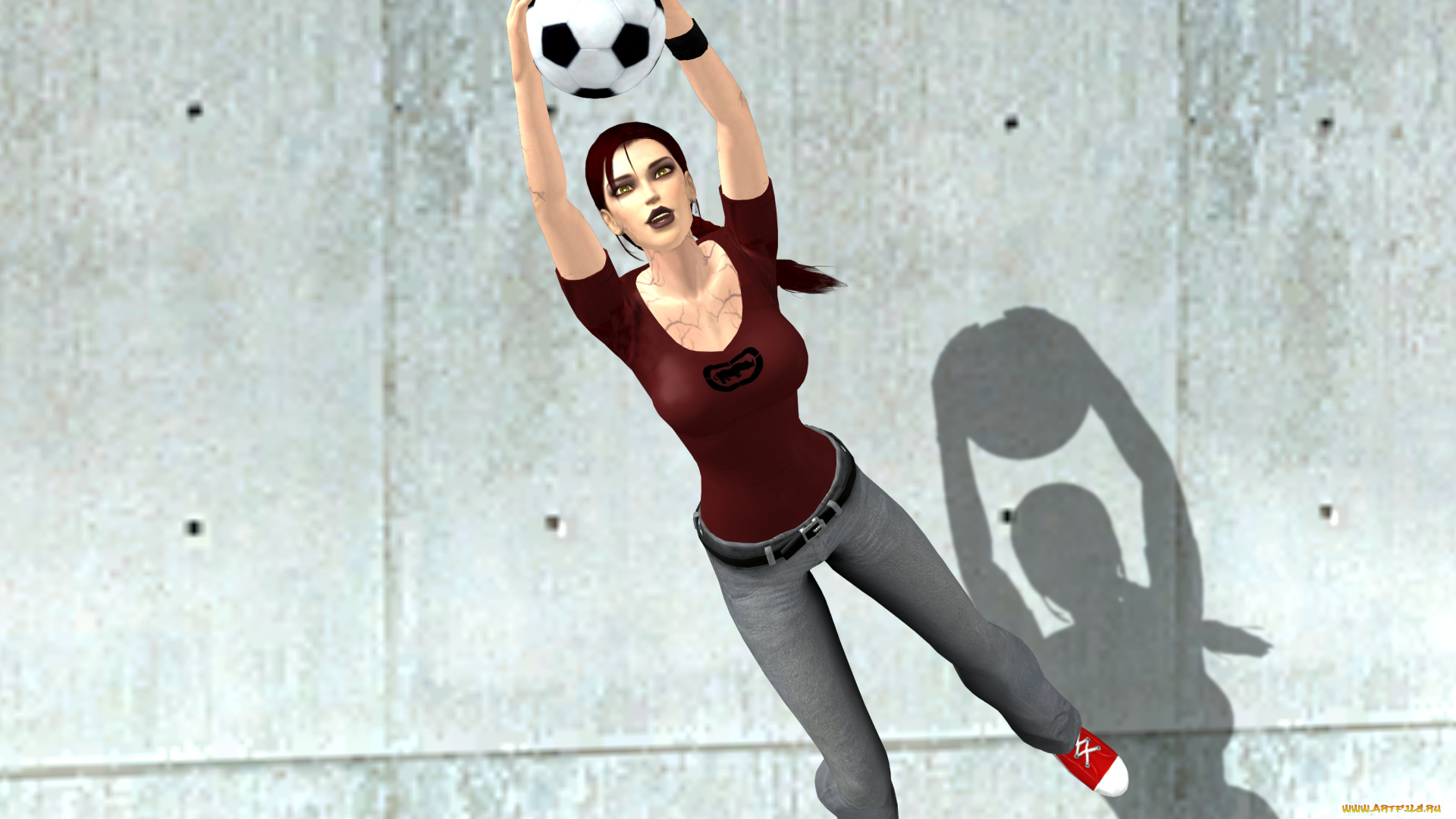3д, графика, спорт, , sport, мяч, фон, взгляд, девушка