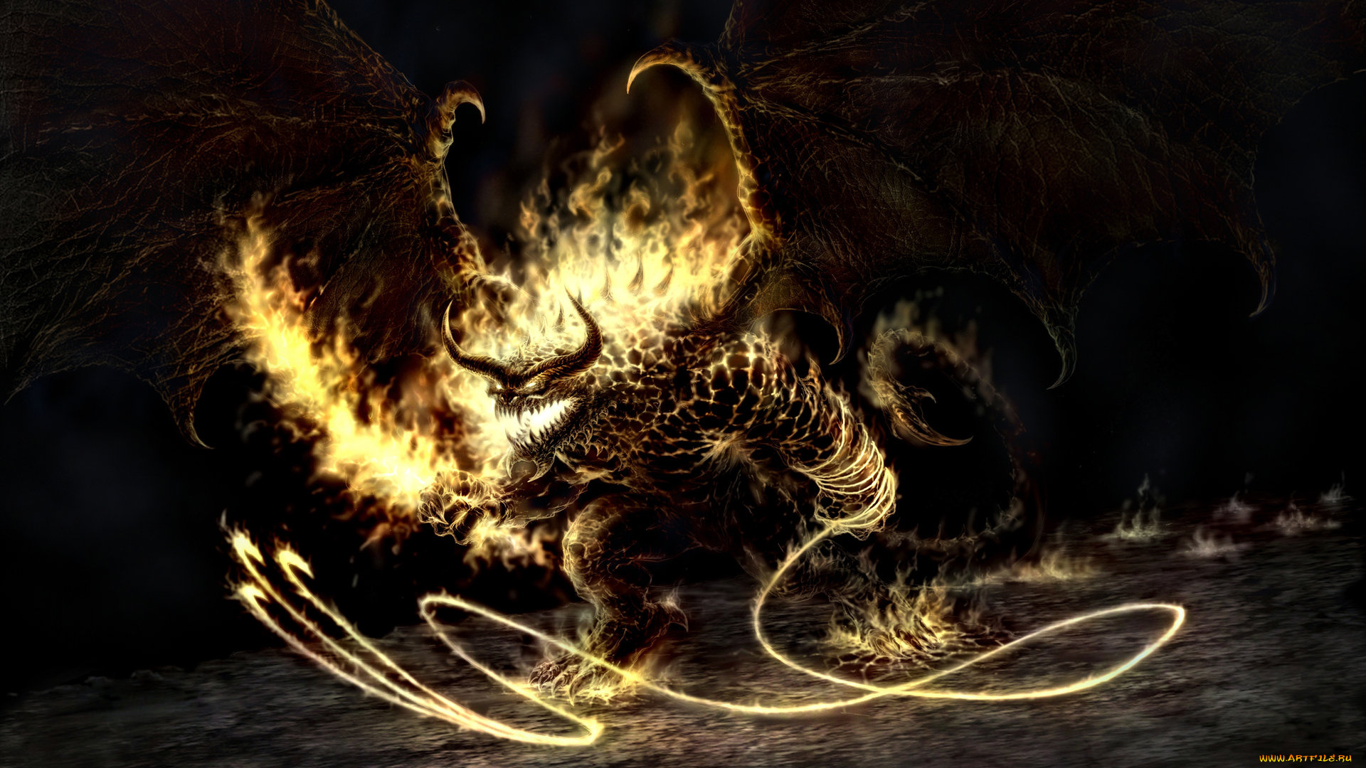 фэнтези, _lord, of, the, rings, демон, плеть, крылья, огонь