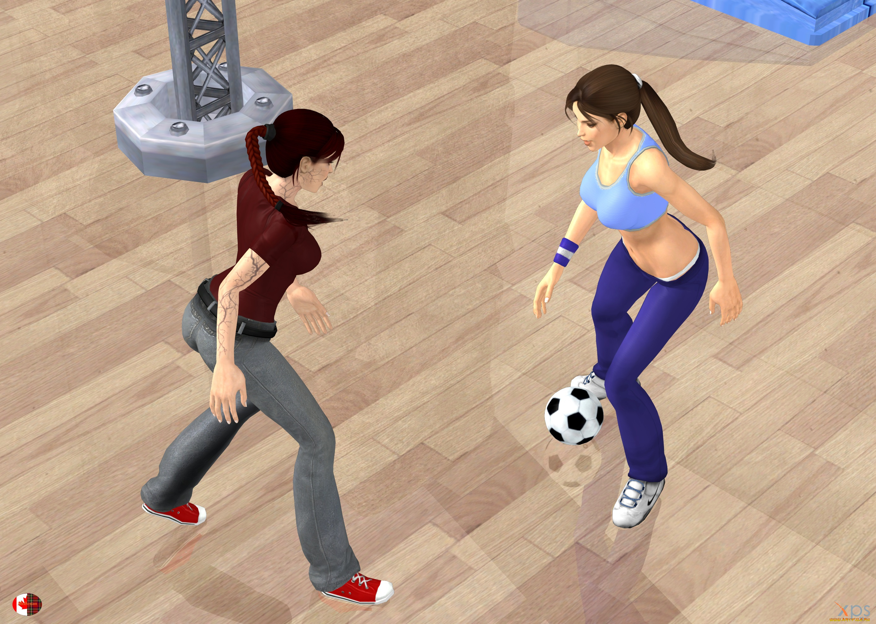 3д, графика, спорт, , sport, взгляд, девушки, мяч, фон