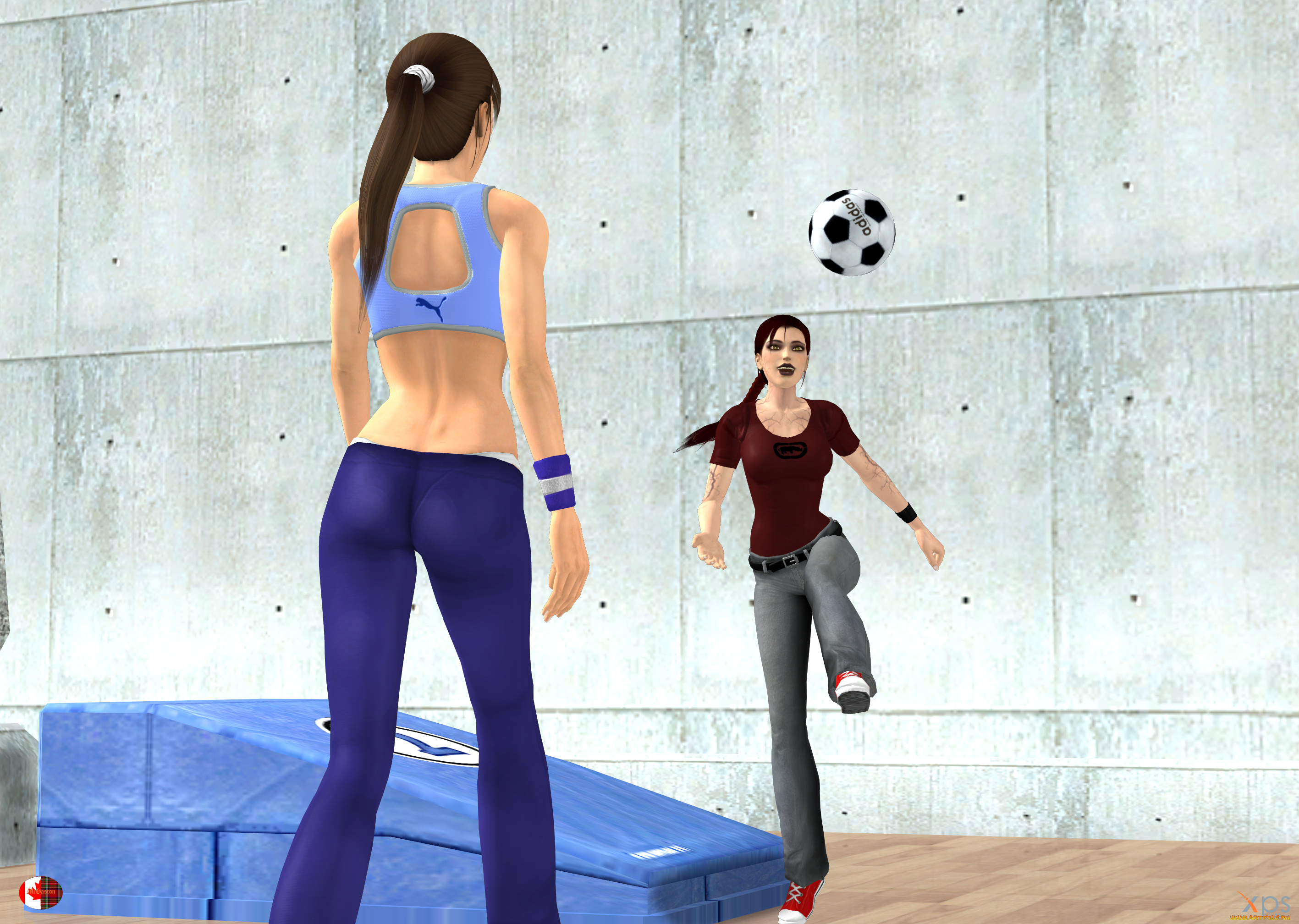 3д, графика, спорт, , sport, мяч, фон, взгляд, девушки