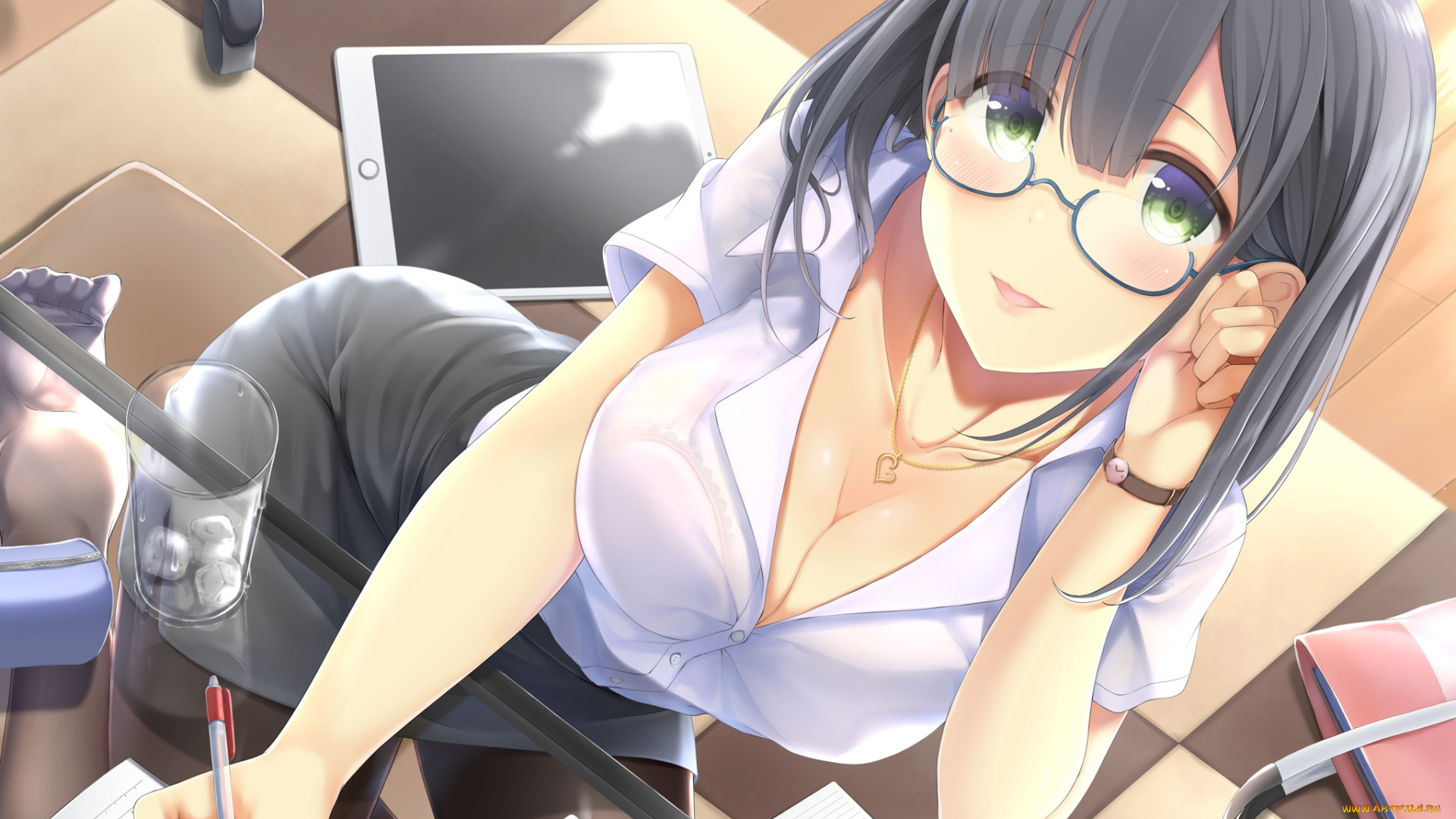 аниме, unknown, , другое, , фон, взгляд, девушка