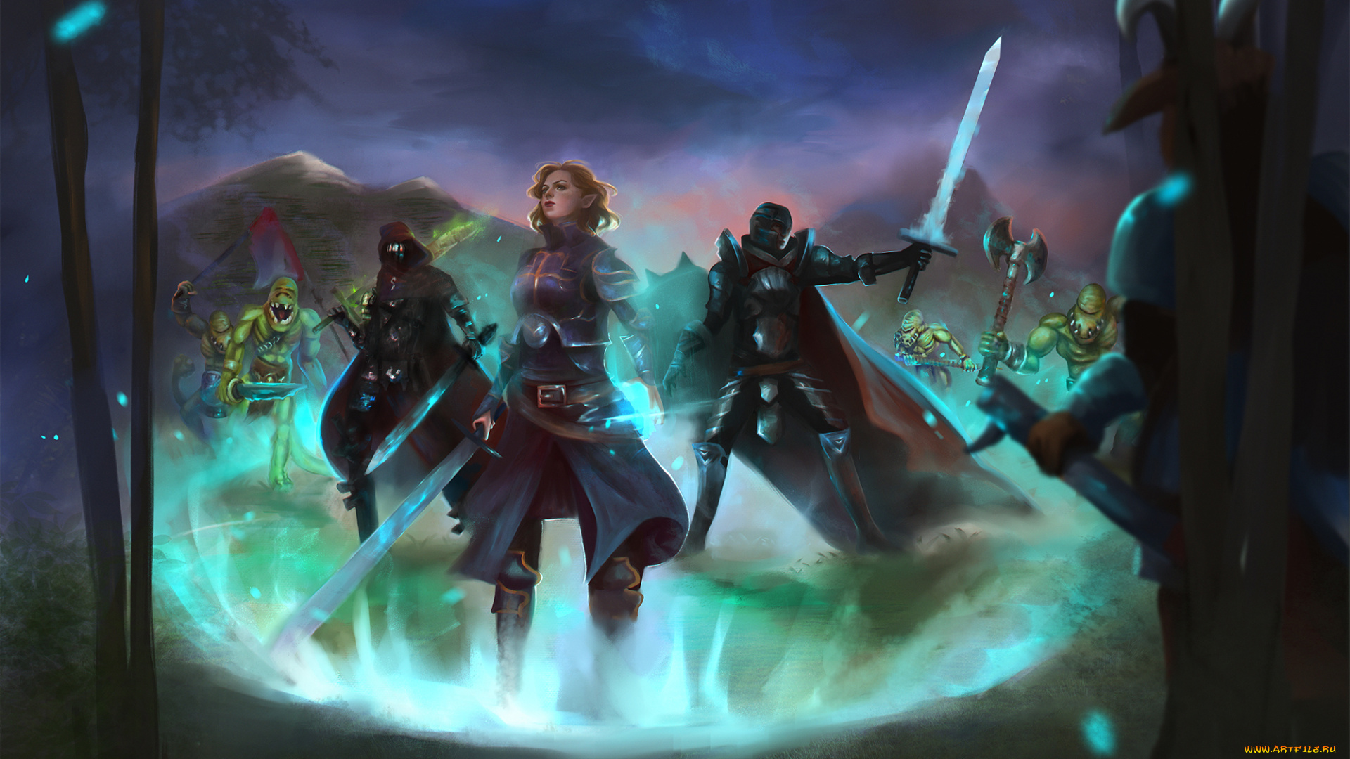 фэнтези, иные, миры, , иные, времена, мужчины, меч, бой, фон, существа, девушка