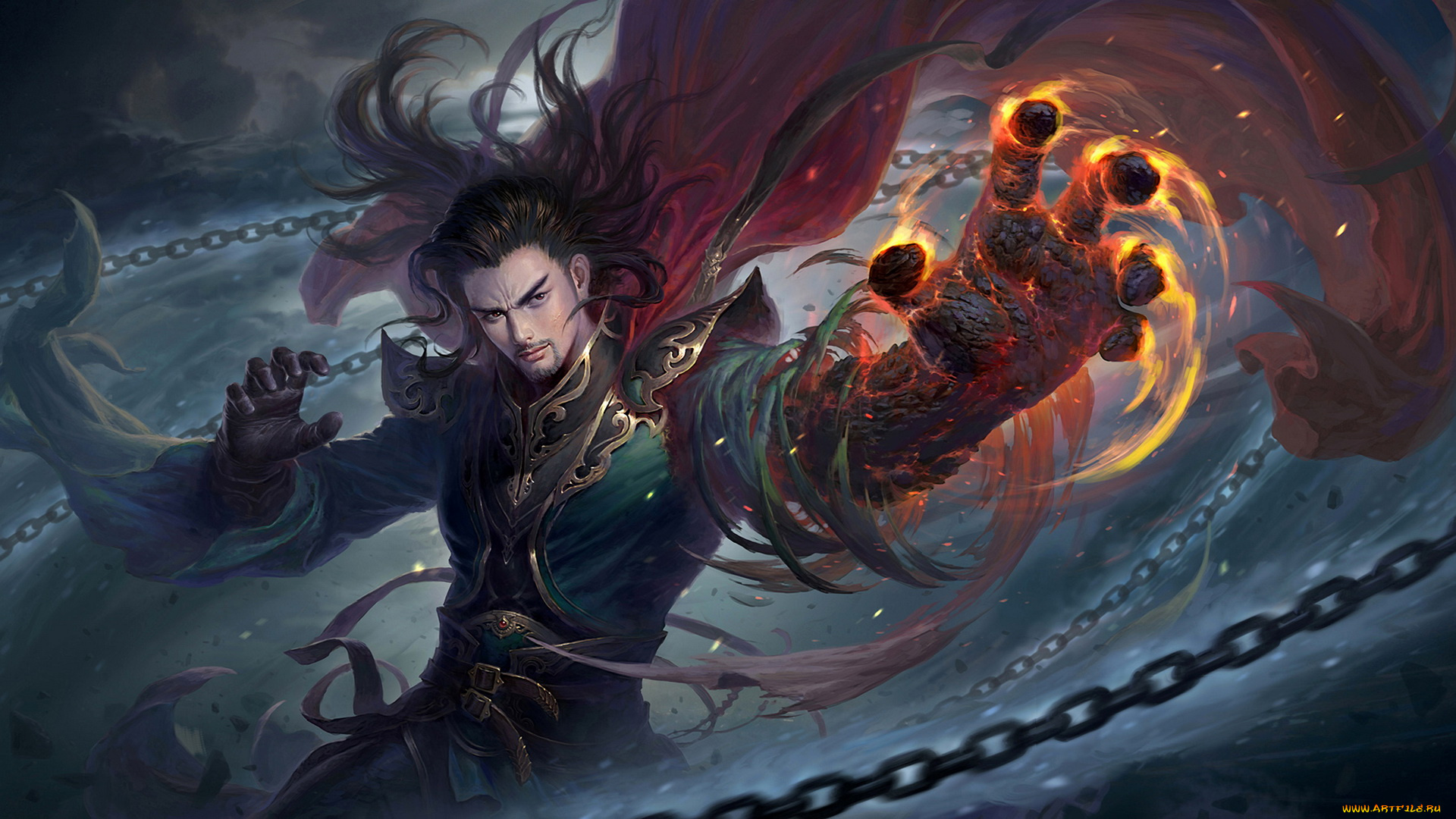 фэнтези, маги, , волшебники, магия, цепь, мужчина, фон, взгляд