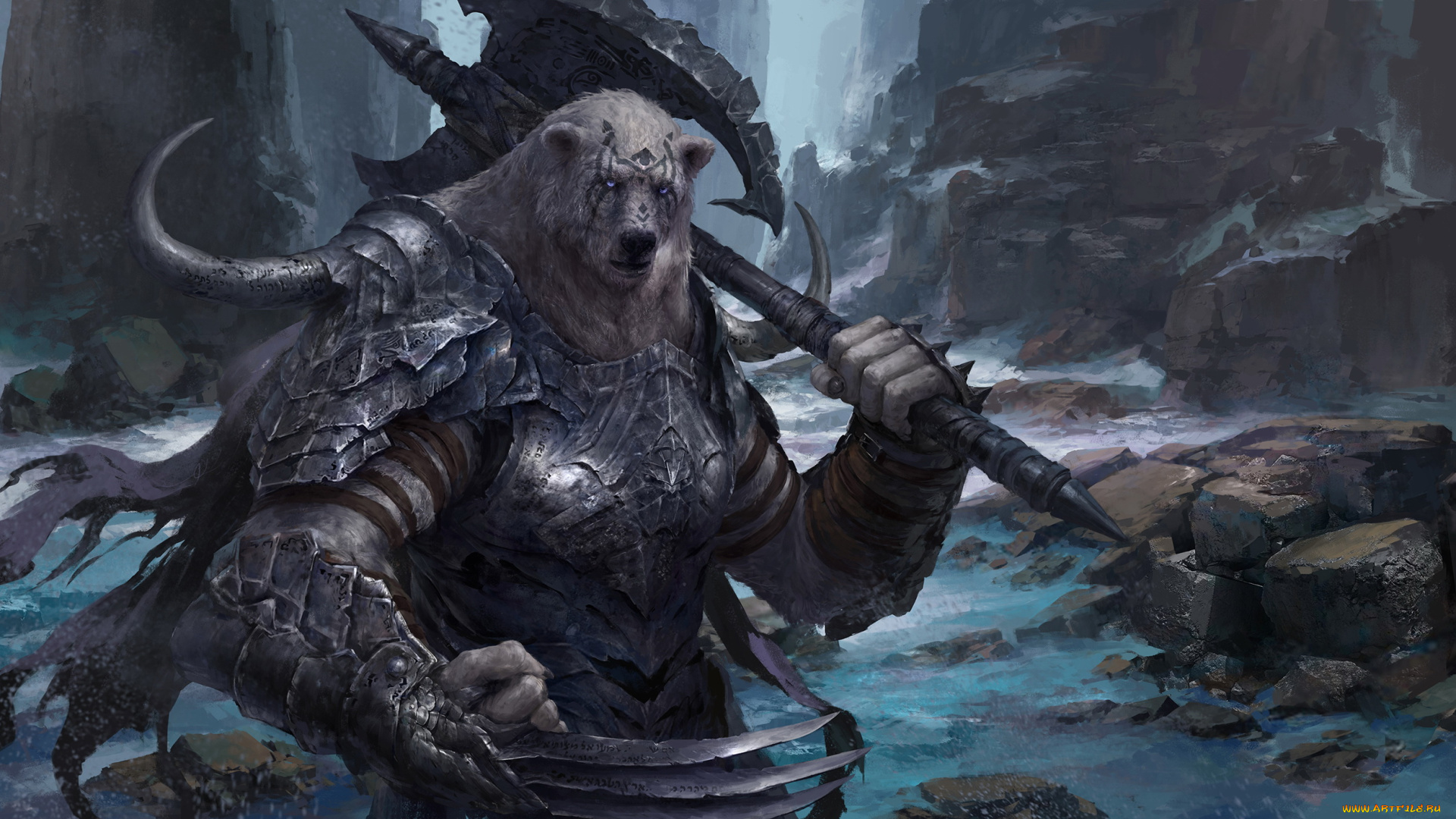 фэнтези, существа, фон, латы, медведь