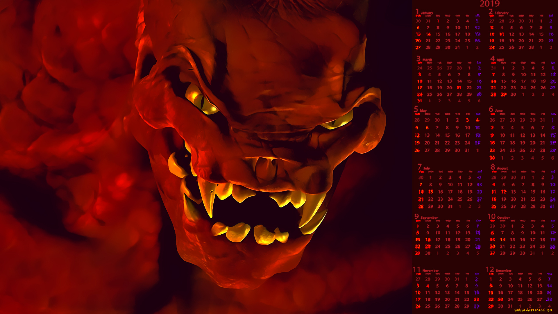 календари, фэнтези, существо, монстр, 2019, calendar