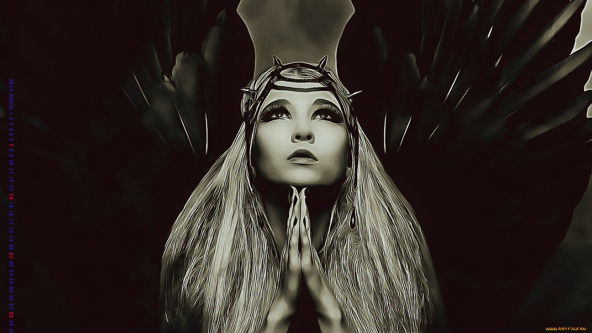 календари, компьютерный, дизайн, мольба, 2019, calendar, женщина, крылья, девушка