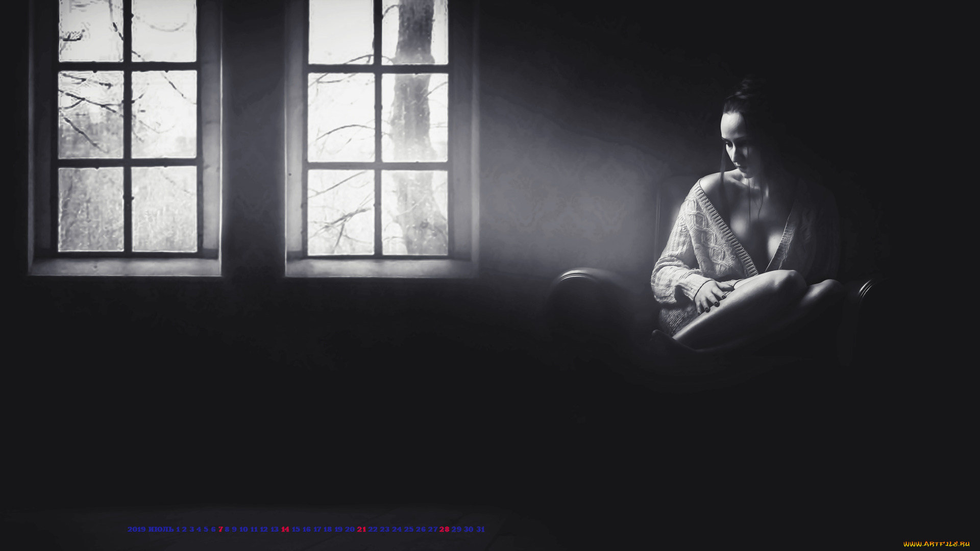 календари, компьютерный, дизайн, окно, 2019, calendar, женщина, помещение, кресло, девушка