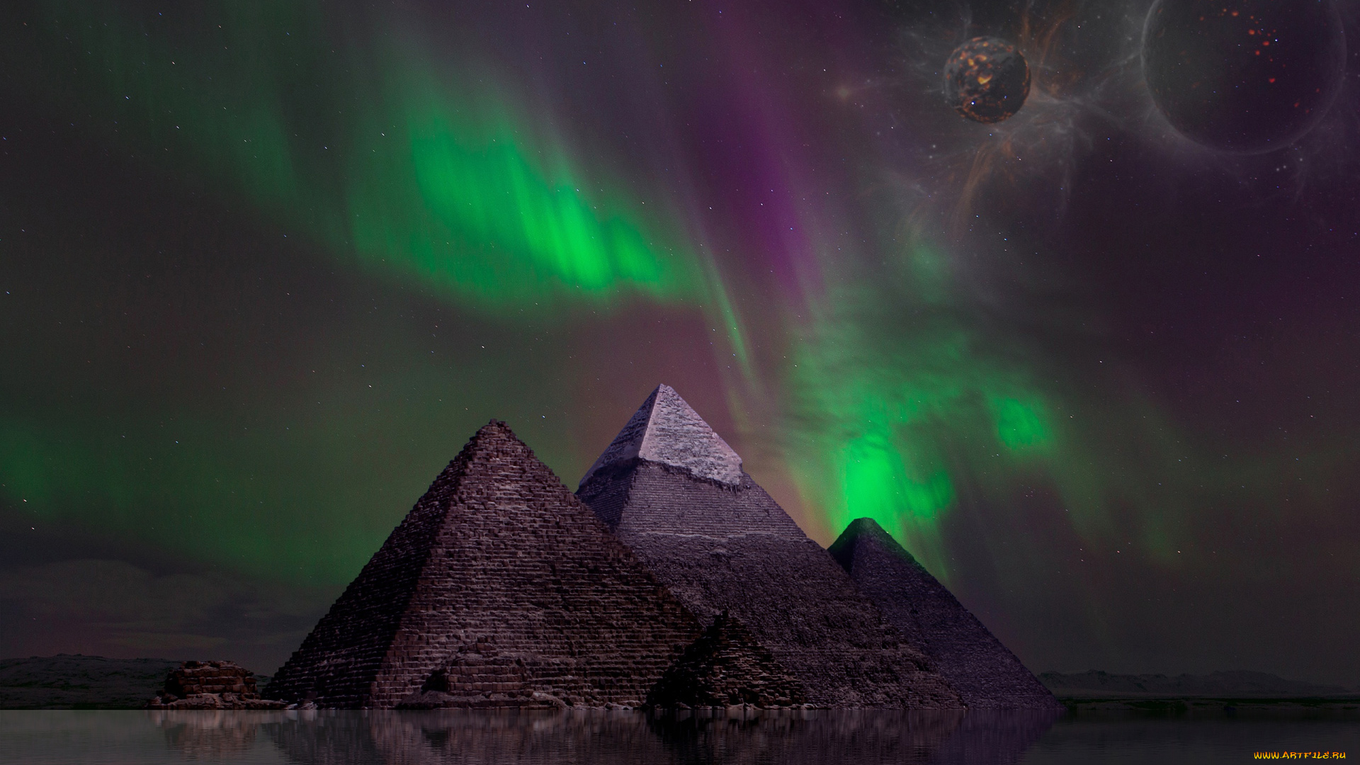 разное, компьютерный, дизайн, северное, сияние