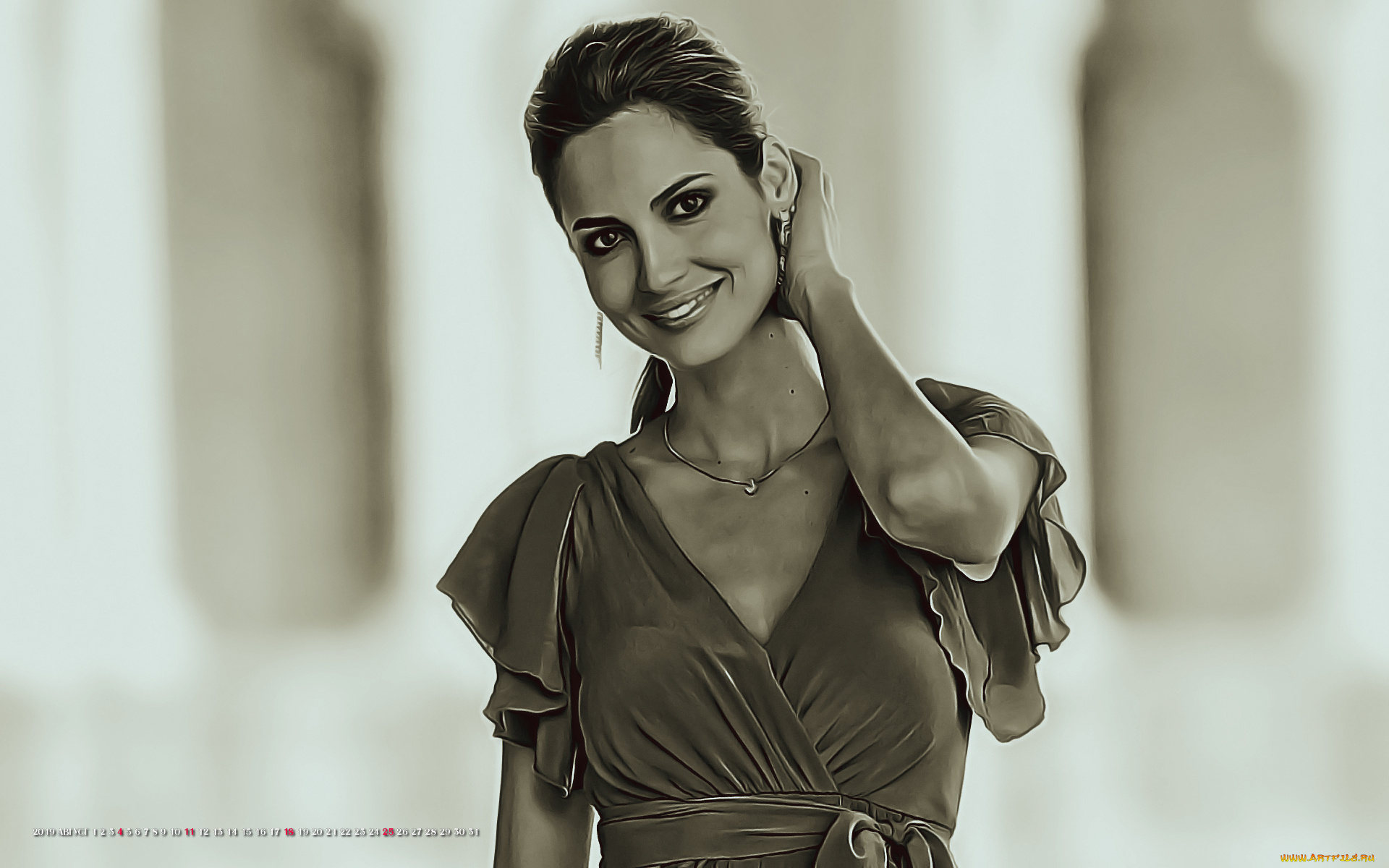 календари, компьютерный, дизайн, поза, женщина, улыбка, девушка, 2019, calendar