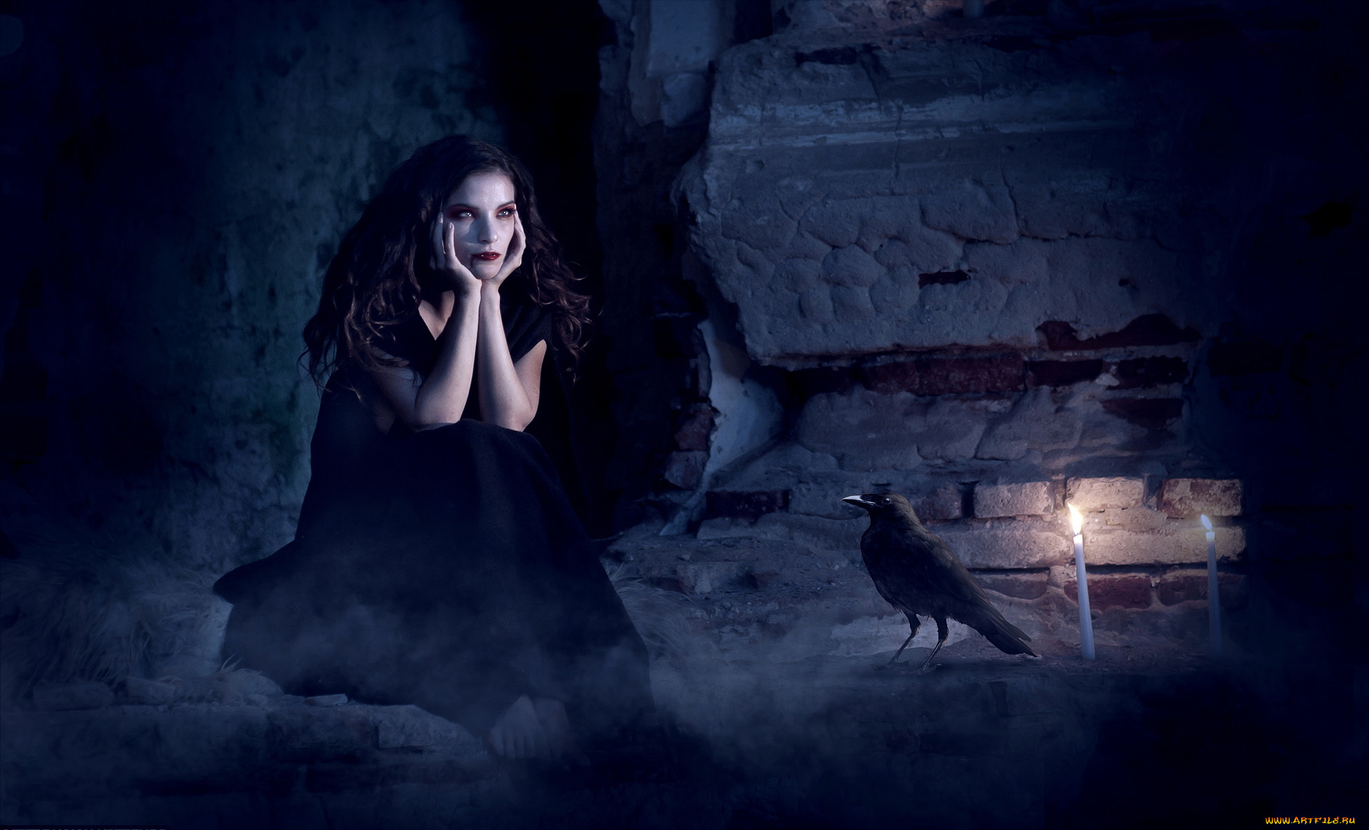 разное, cosplay, , косплей, девушка, ворон, фон, свеча