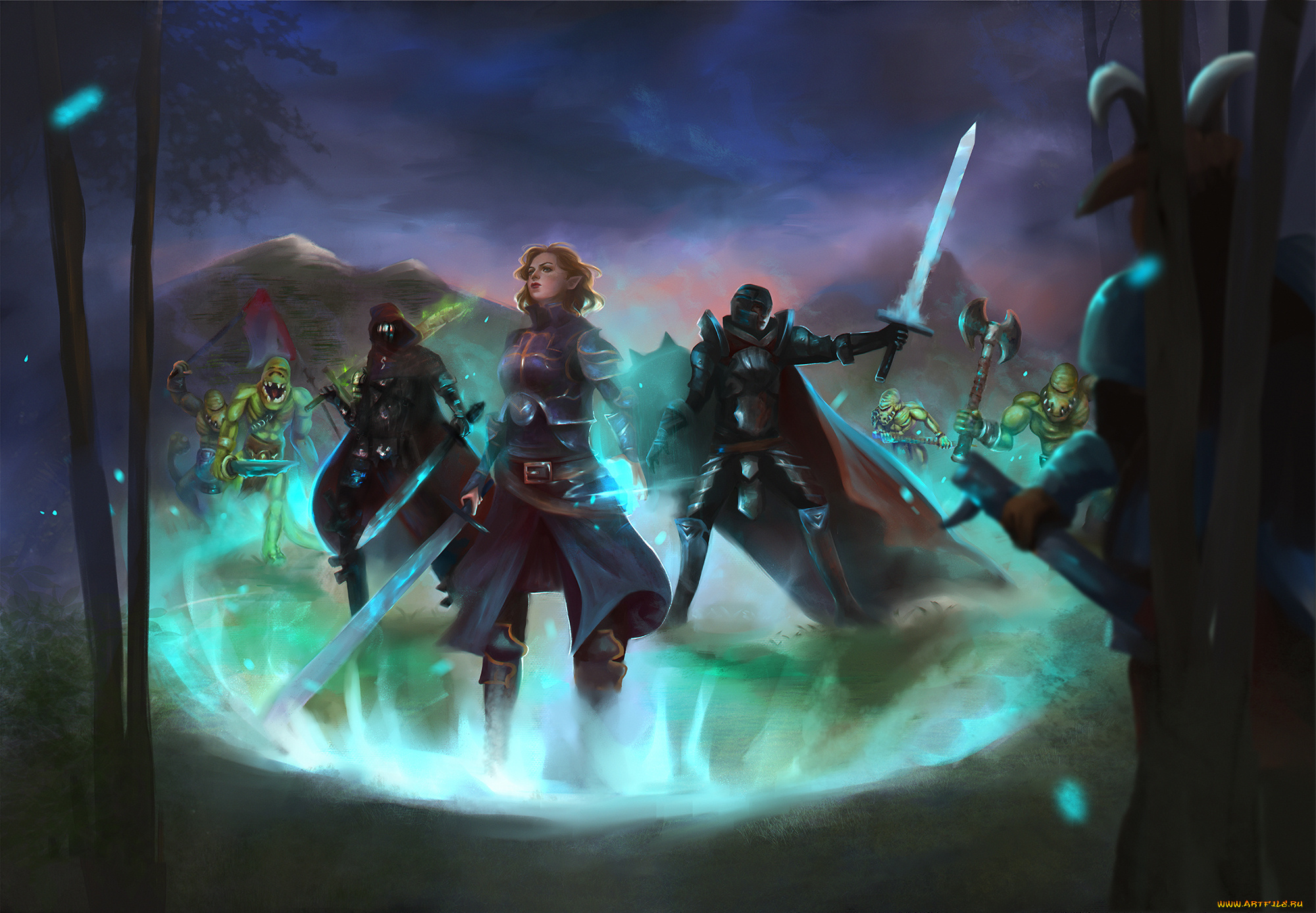 фэнтези, иные, миры, , иные, времена, мужчины, меч, бой, фон, существа, девушка