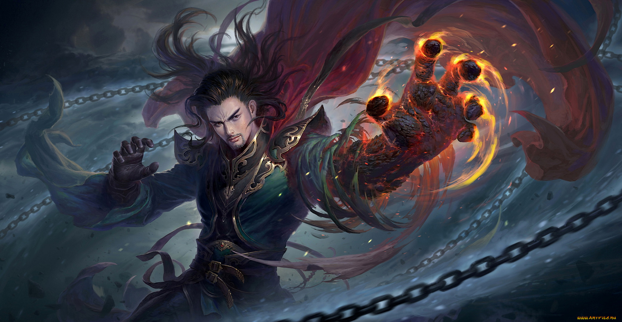 фэнтези, маги, , волшебники, магия, цепь, мужчина, фон, взгляд