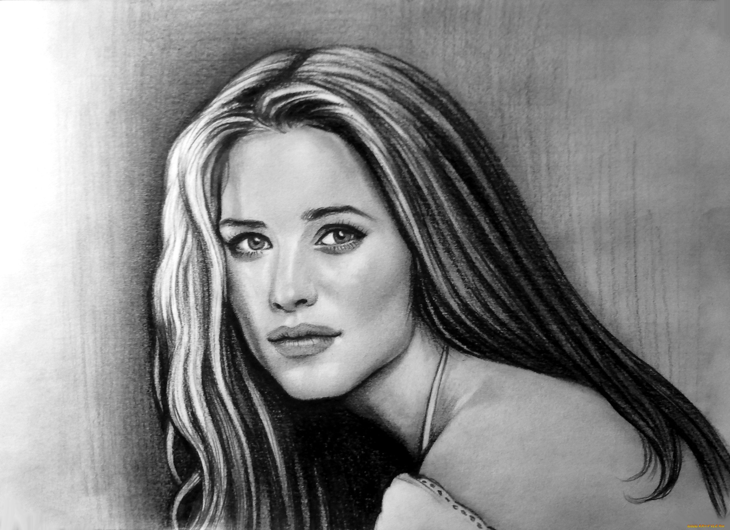 рисованное, люди, взгляд, фон, девушка