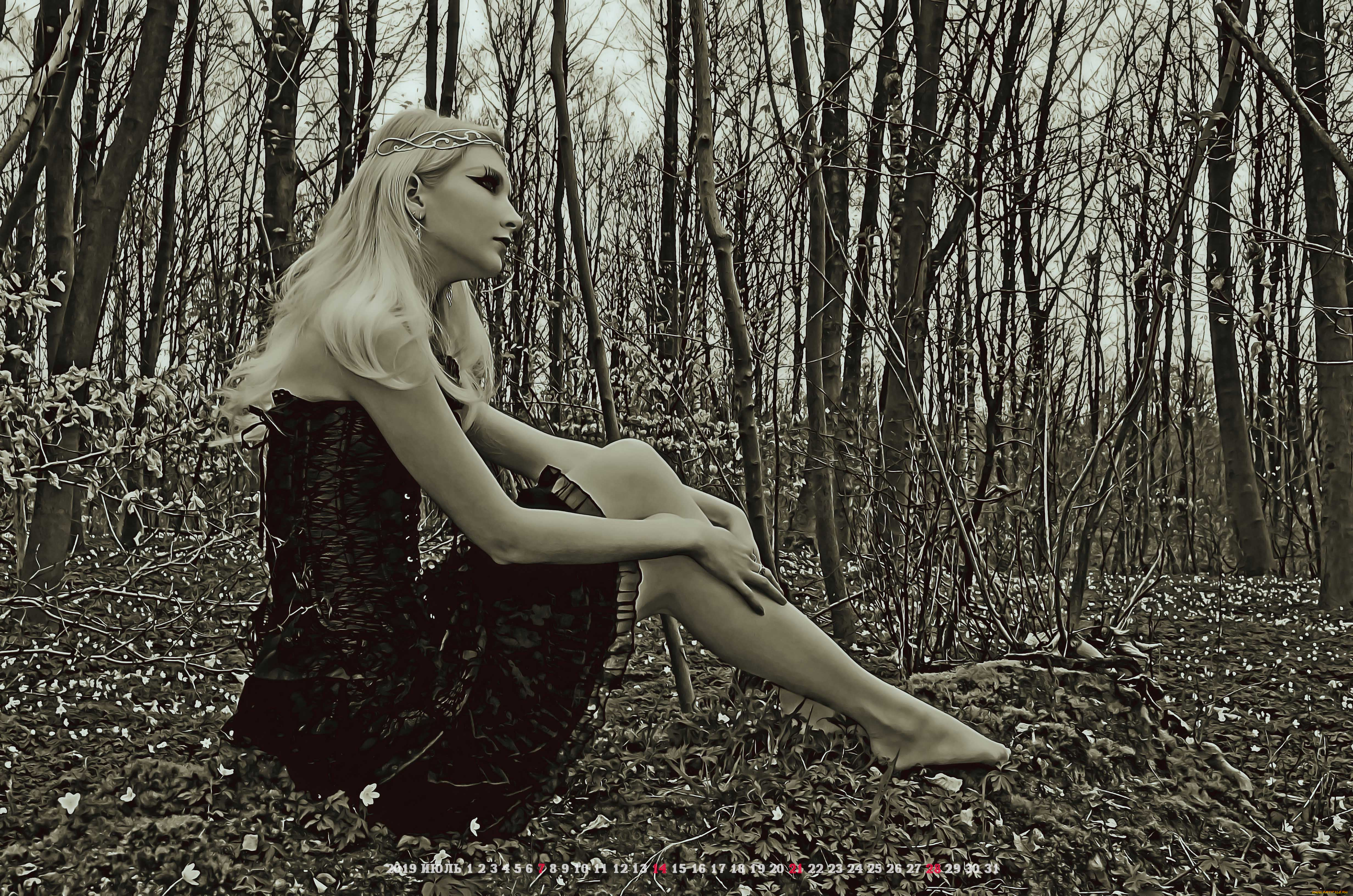 календари, компьютерный, дизайн, женщина, растение, дерево, calendar, 2019, профиль, девушка, природа