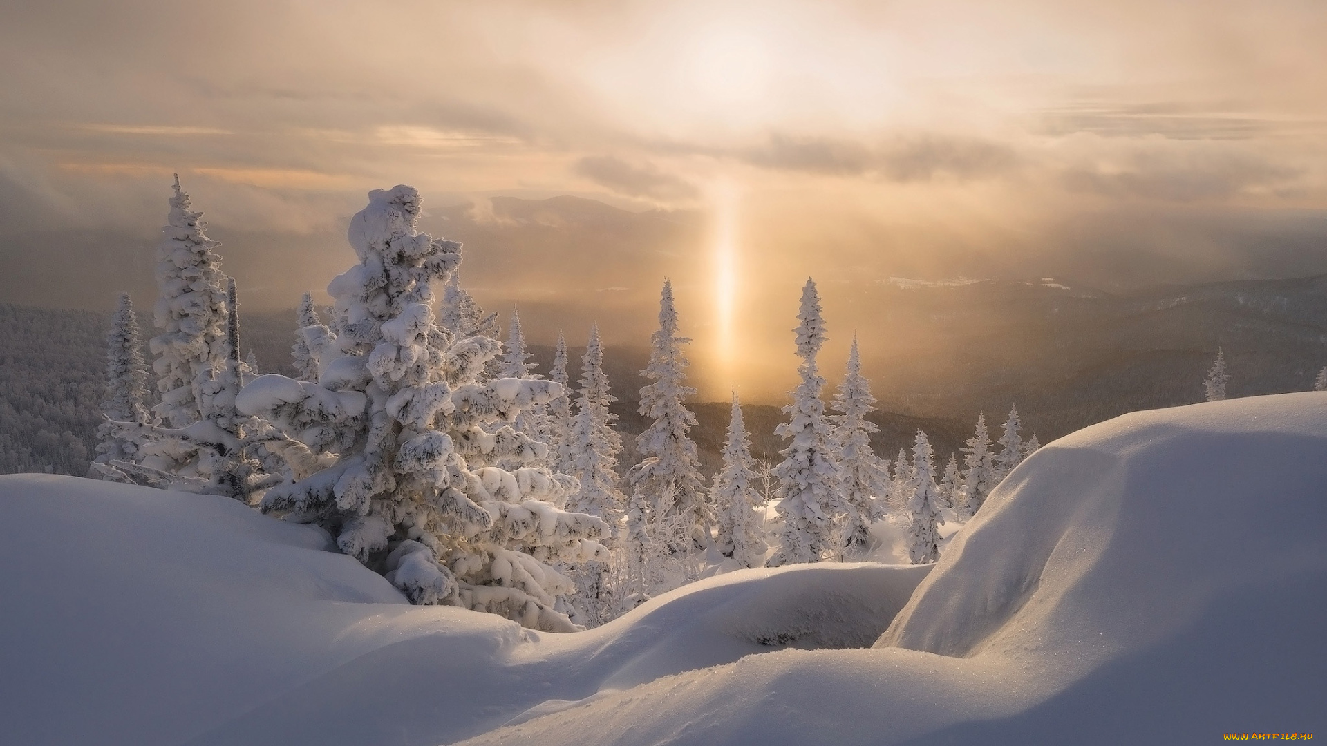 природа, зима, снег, сугробы