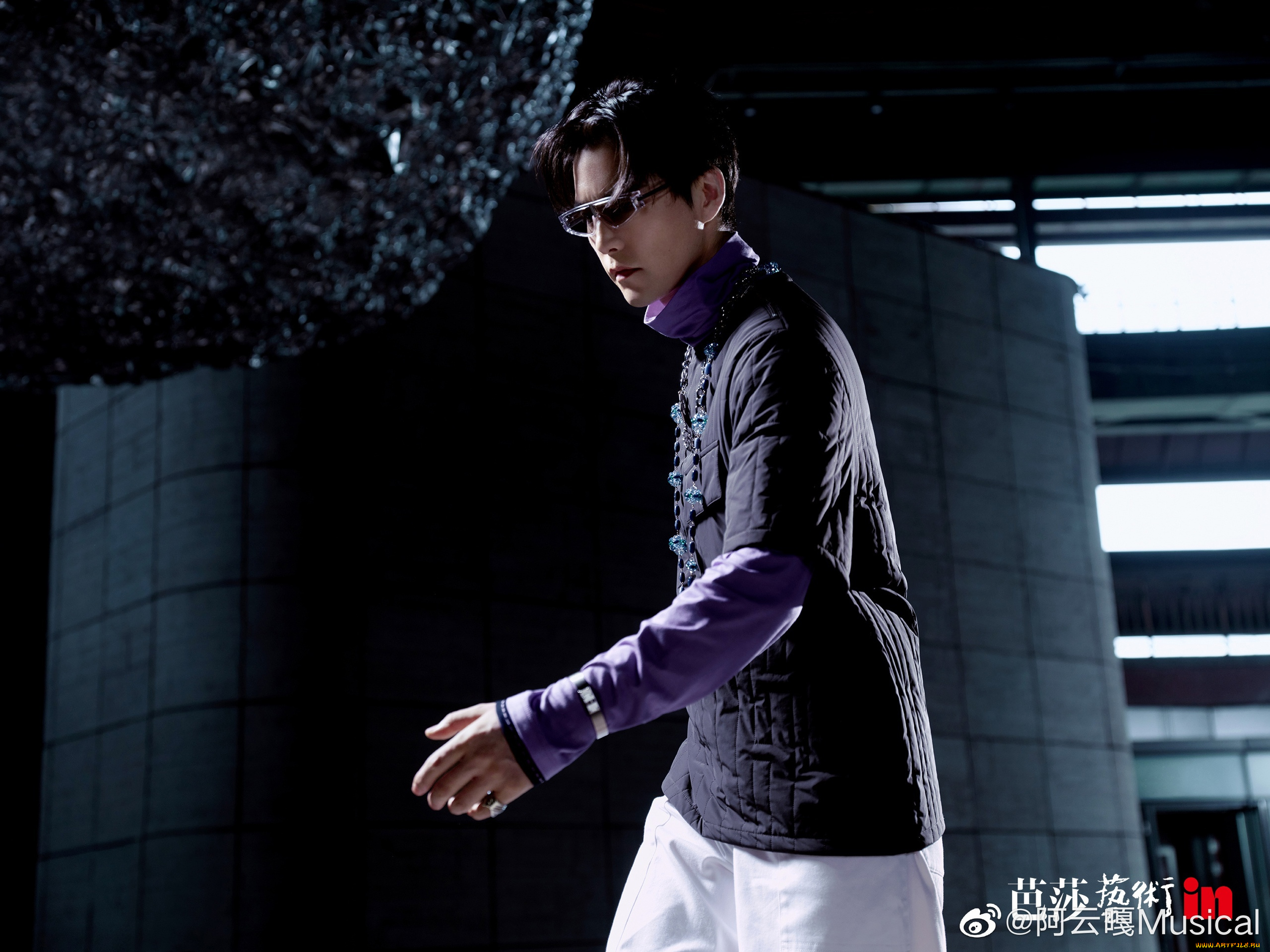 мужчины, a, yun, ga, шар, очки, куртка