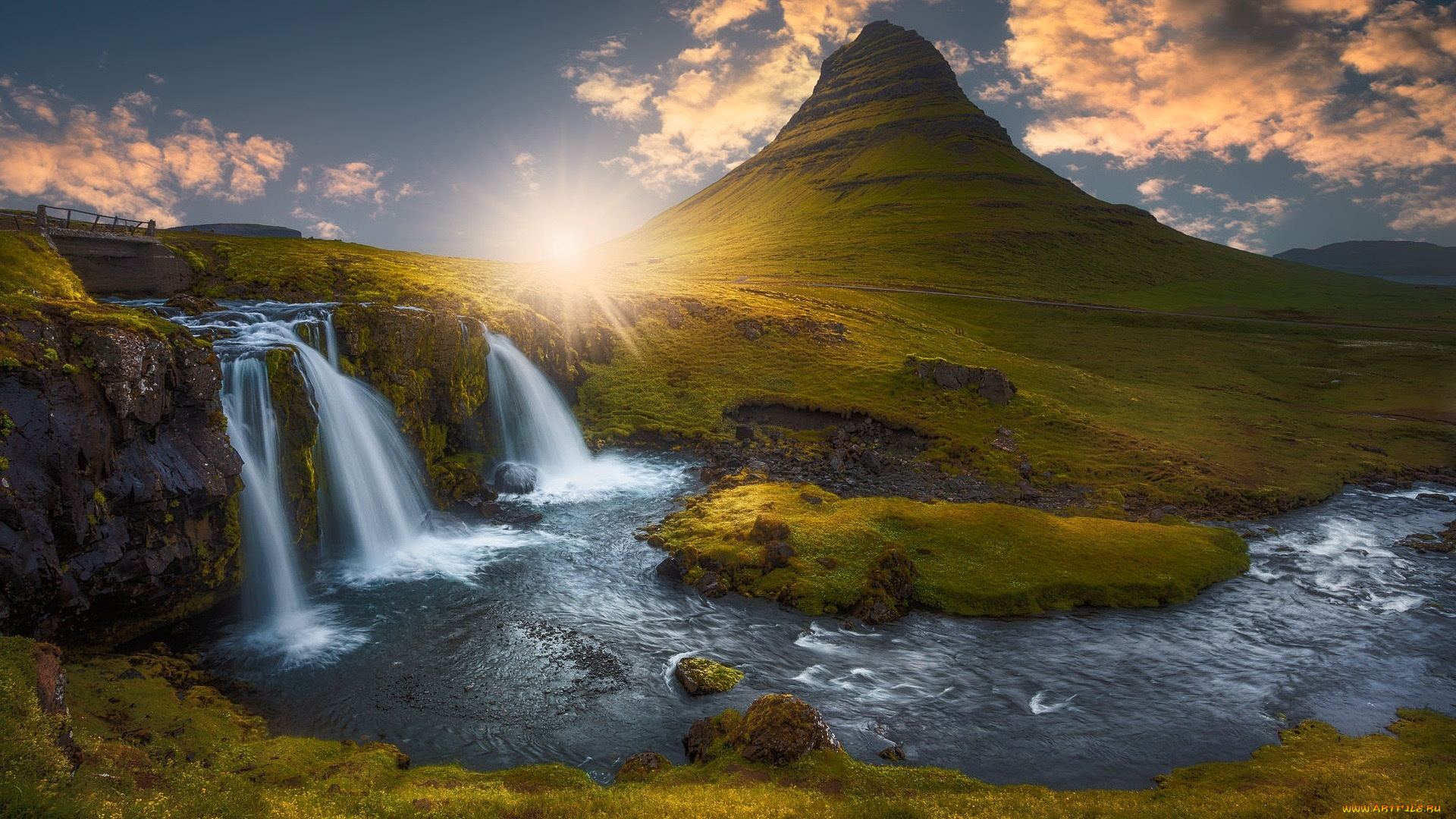kirkjufellfoss, iceland, природа, водопады