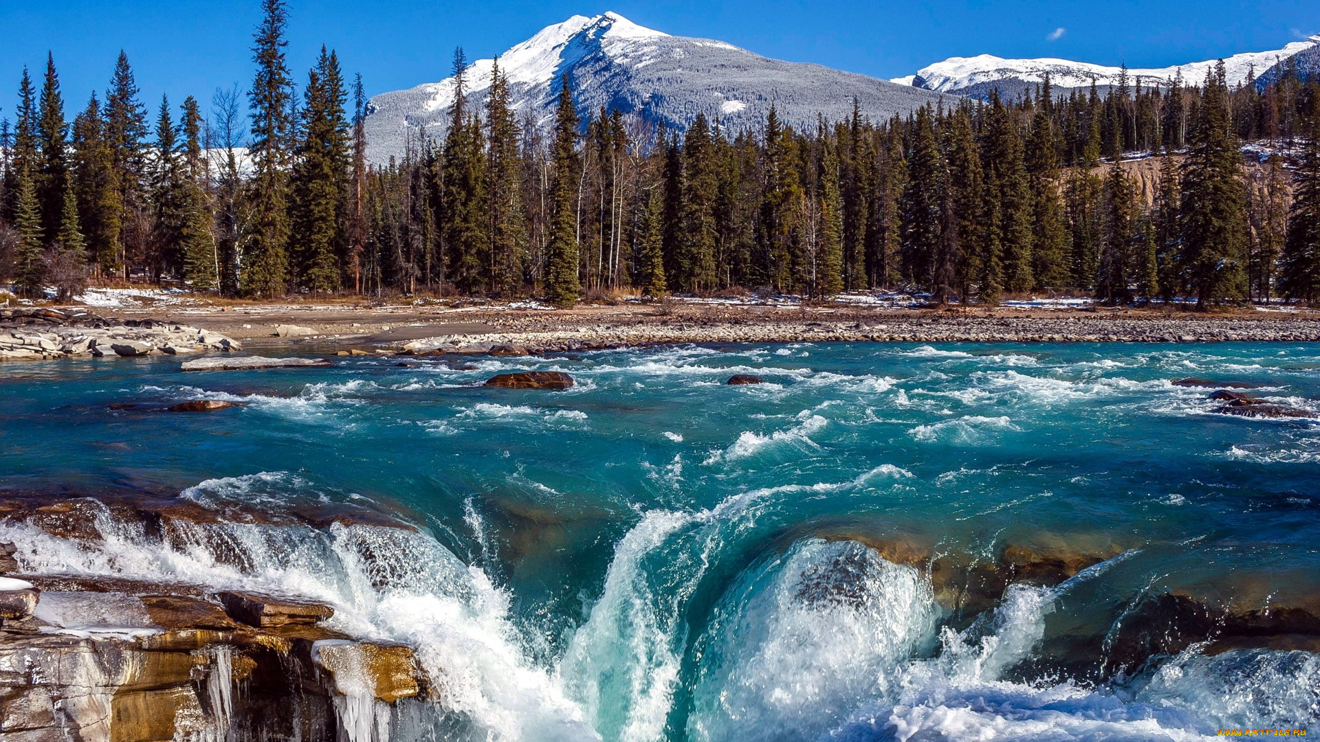 athabasca, falls, jasper, np, alberta, природа, водопады, athabasca, falls, jasper, np
