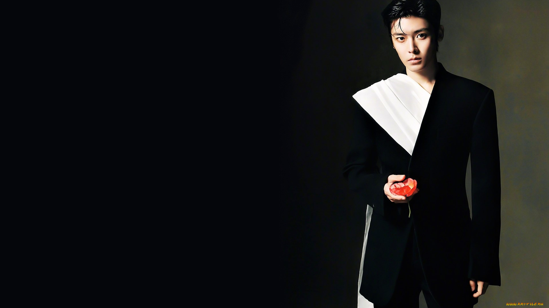 мужчины, hou, ming, hao, актер, пиджак, цветок