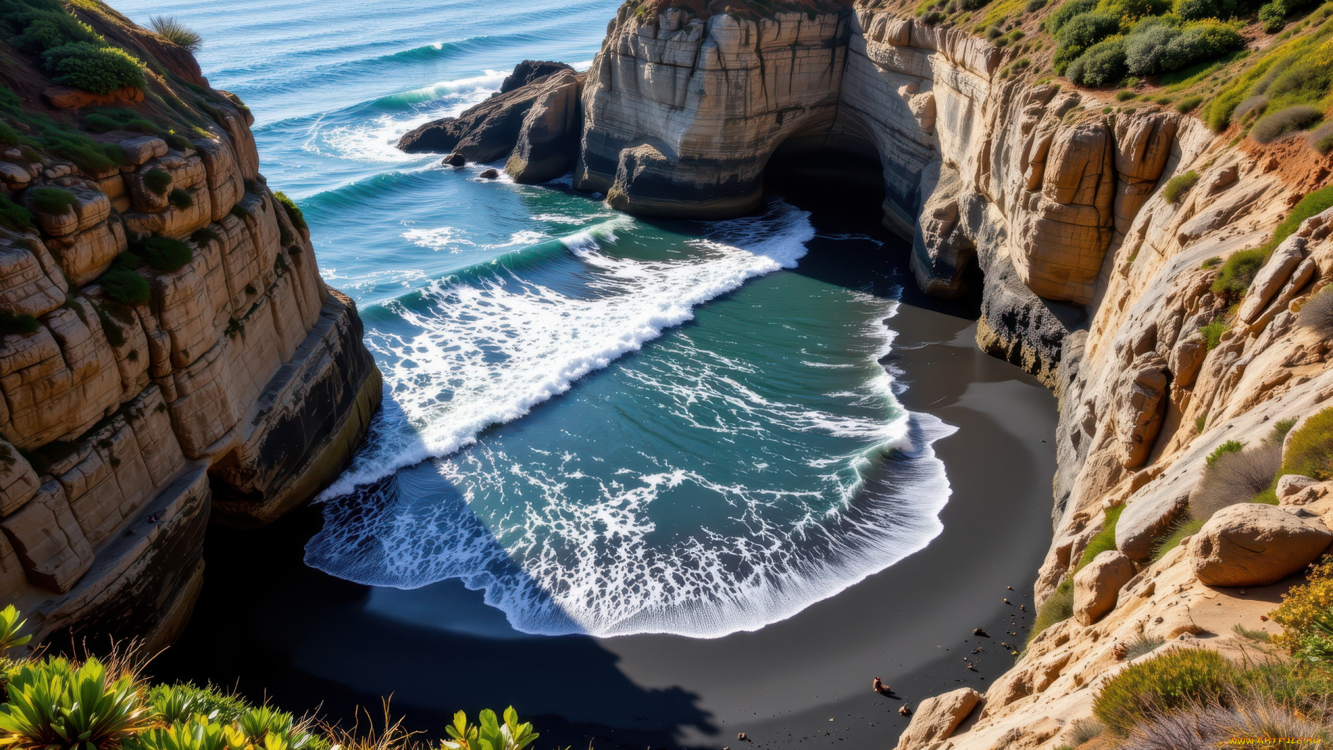 3д, графика, природа, , nature, море, скалы, побережье