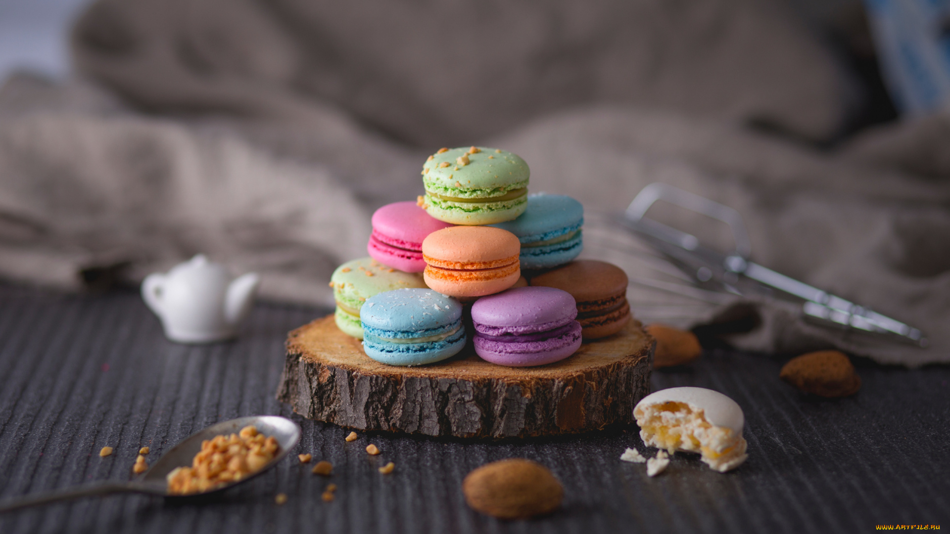 еда, макаруны, лакомство, ассорти