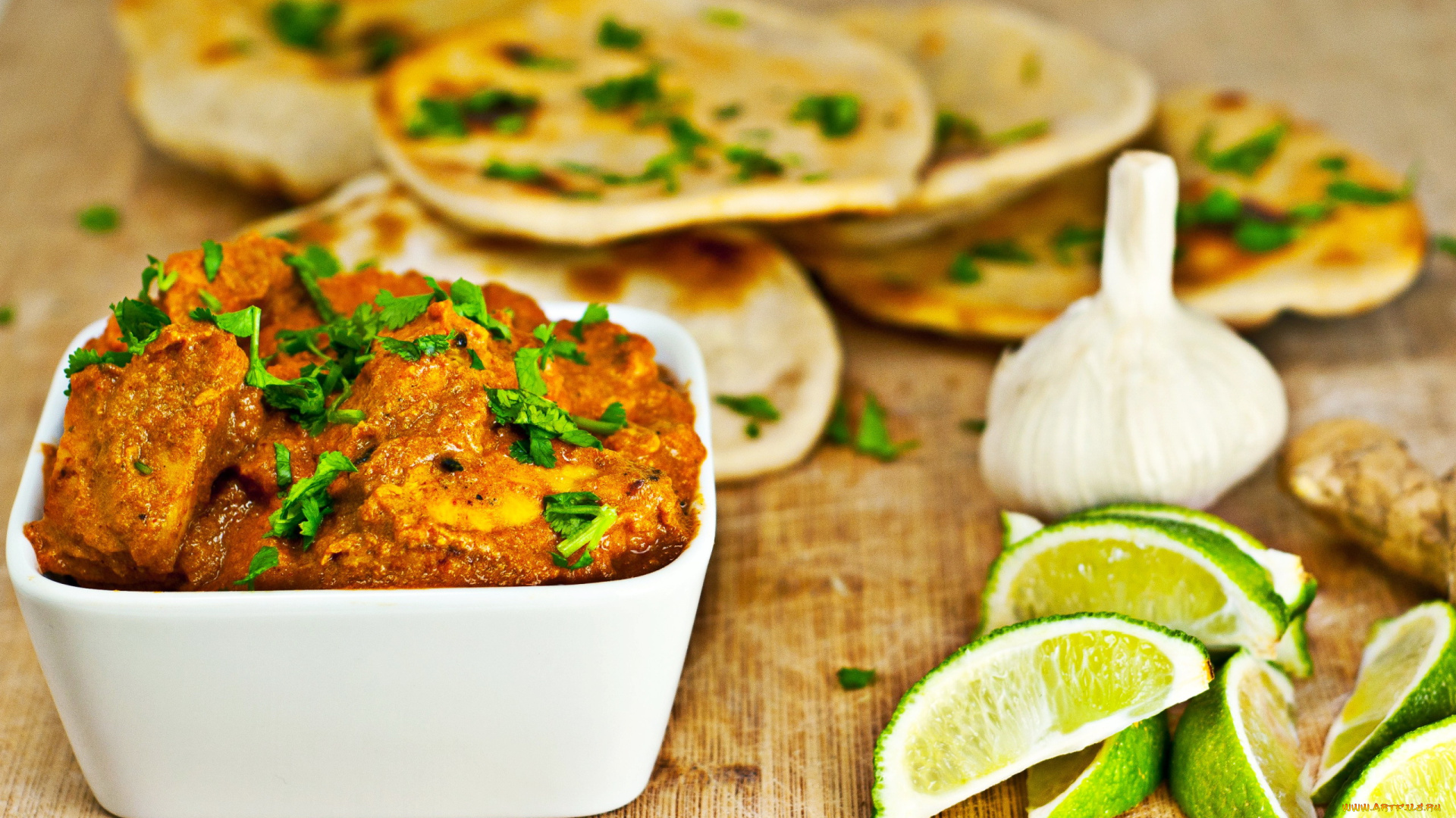 еда, мясные, блюда, чеснок, мясо, лепешки, лайм