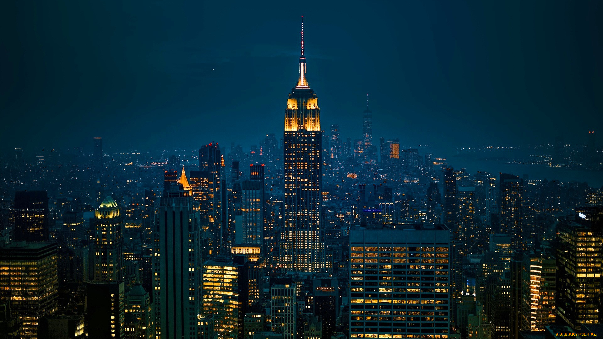 города, нью-йорк, , сша, ночь, огни, панорама, дома, здания
