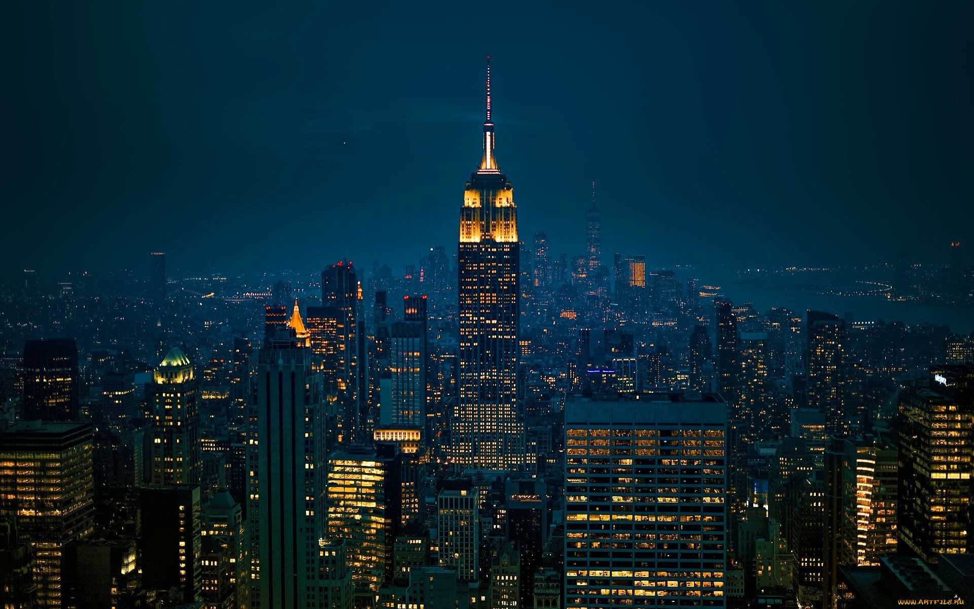 города, нью-йорк, , сша, ночь, огни, панорама, дома, здания