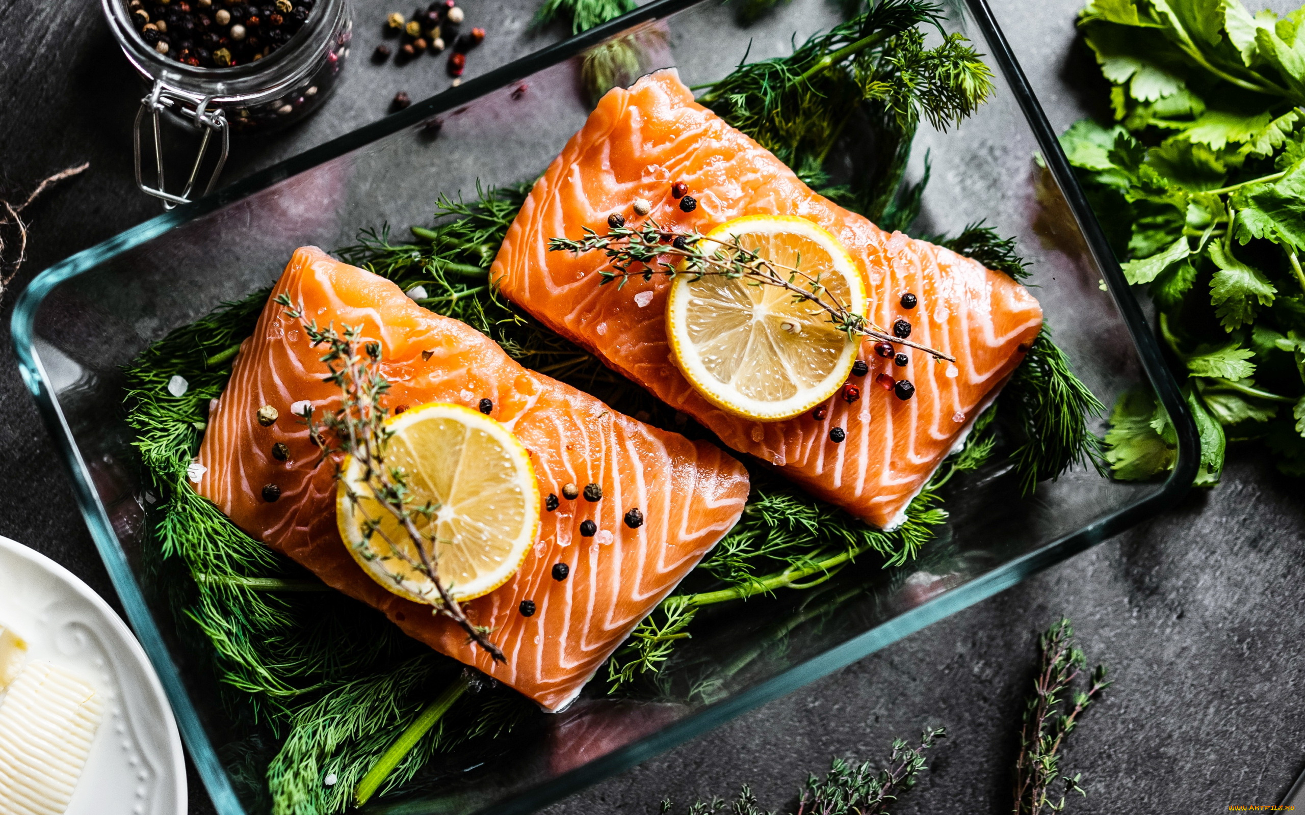 еда, рыба, , морепродукты, , суши, , роллы, укроп, петрушка, лосось, лимон, перец