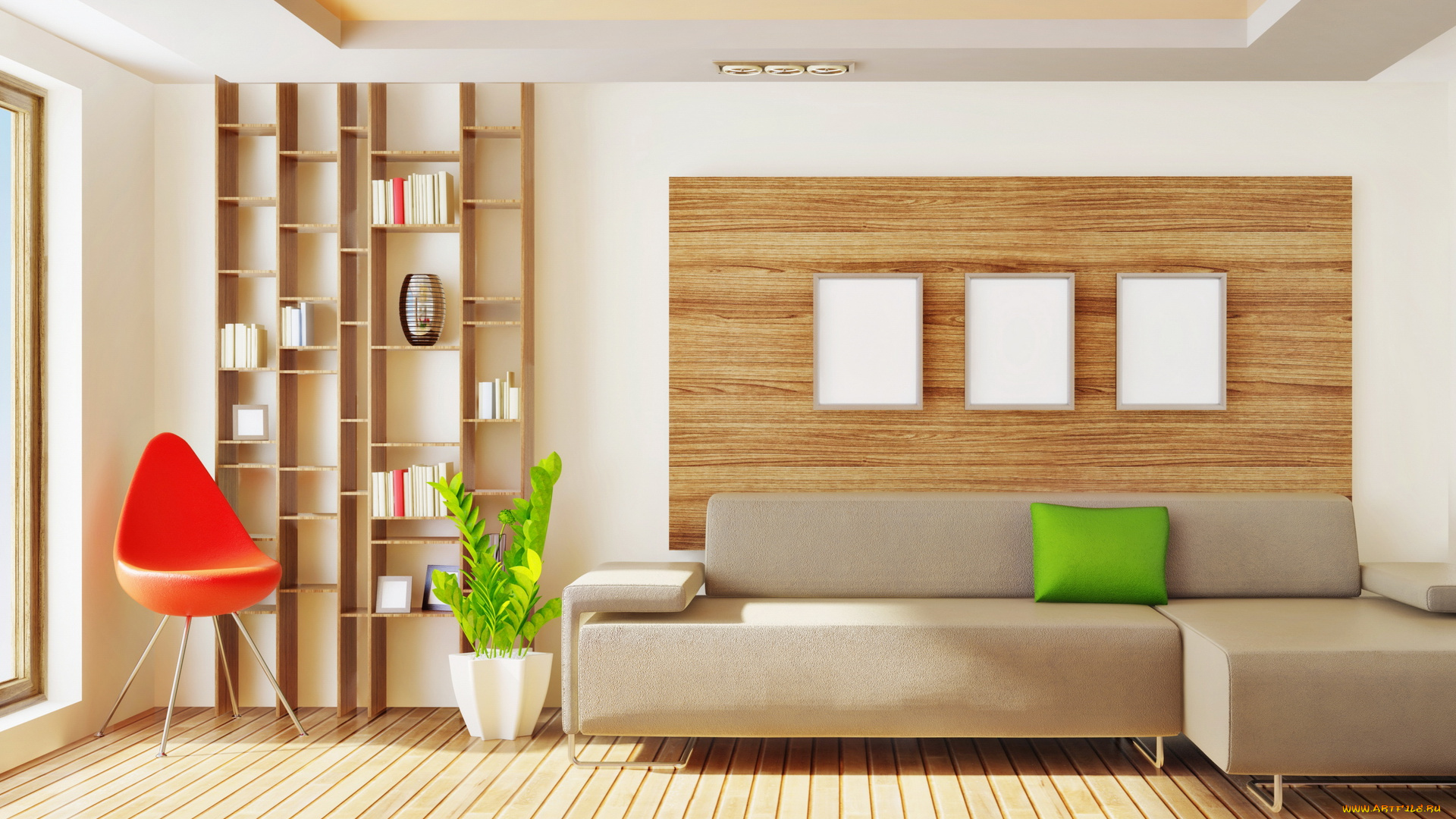 3д, графика, realism, реализм, подушки, растения, комната, диван, полочки