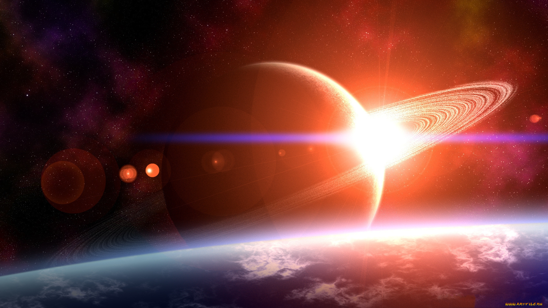 космос, арт, звезды, планета, вселенная