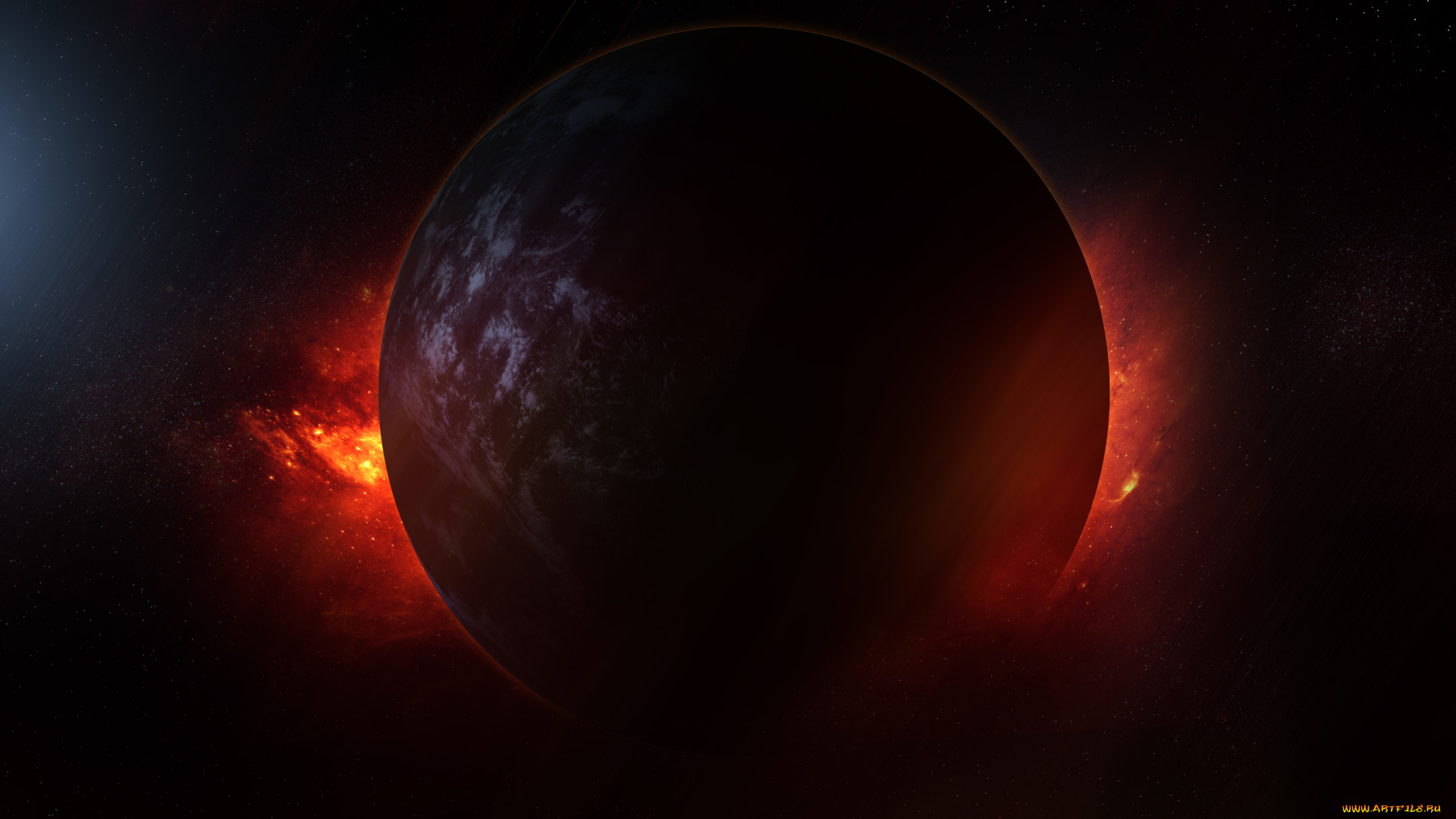 planet, космос, арт, зарево, планета