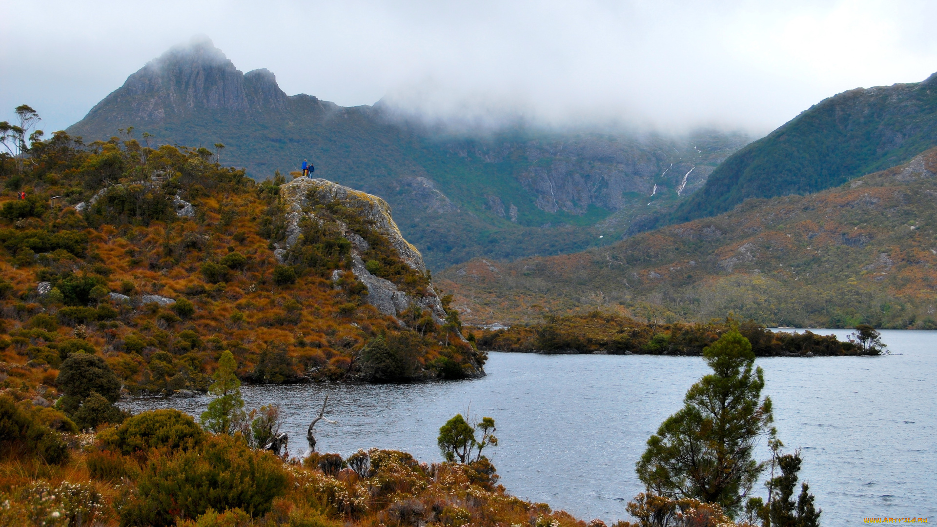 tasmania, австралия, природа, реки, озера, озеро, дымка, горы