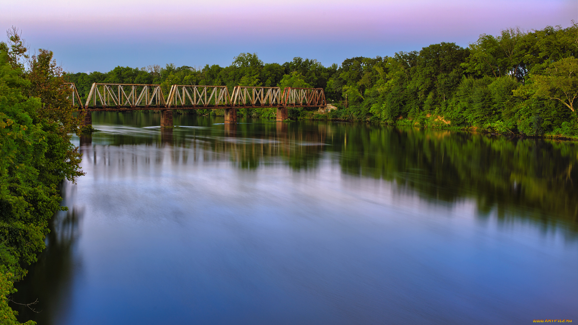 the, chattahoochee, river, природа, реки, озера, река, мост, деревья