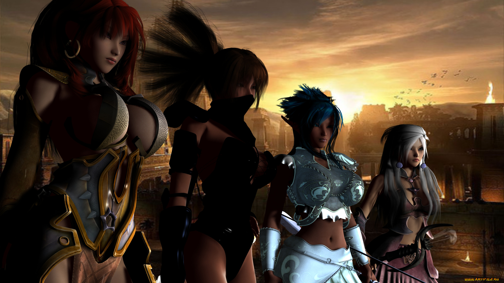 3д, графика, эльфы, , elves, эльфы, оружие, доспехи