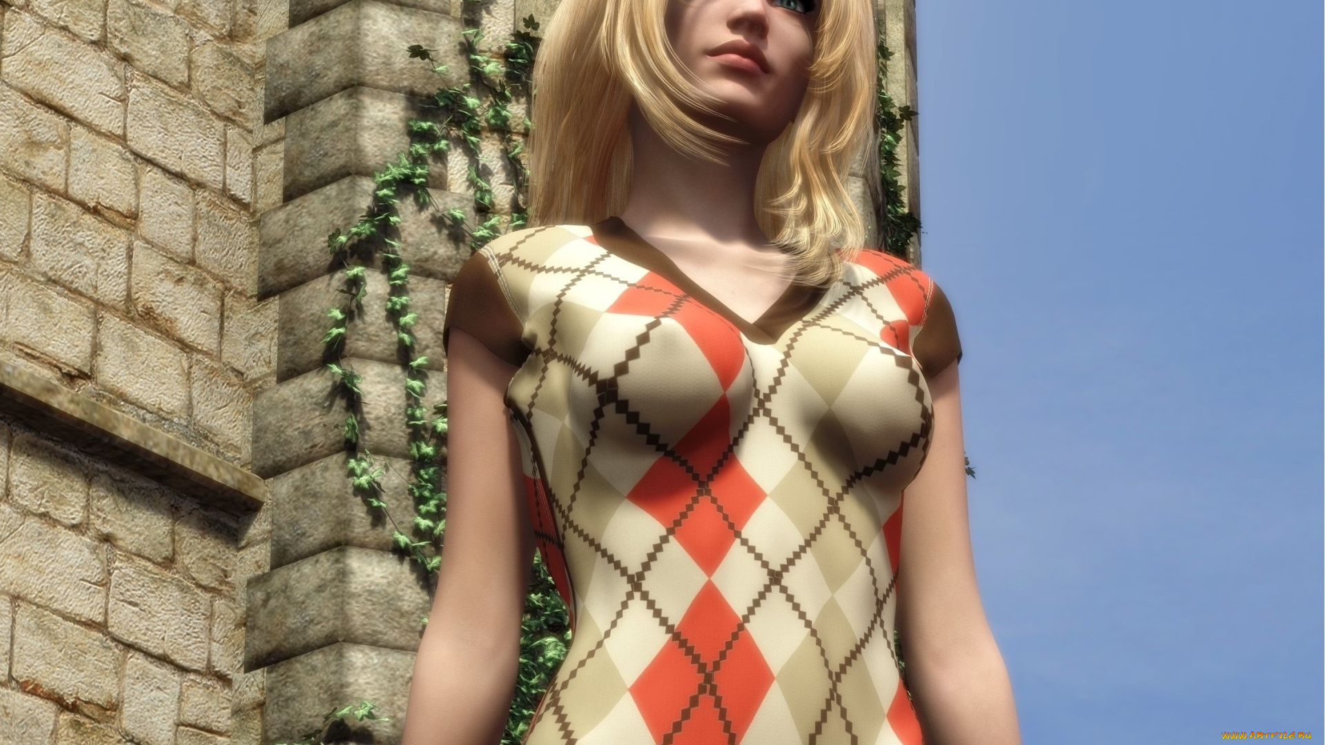 3д, графика, люди, , people, девушка, блондинка, взгляд