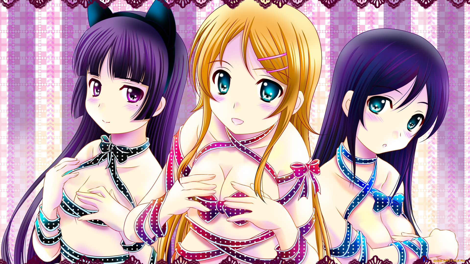 аниме, oreimo, aragaki, ayase, gokou, ruri, kousaka, kirino, ленты, арт, девушки